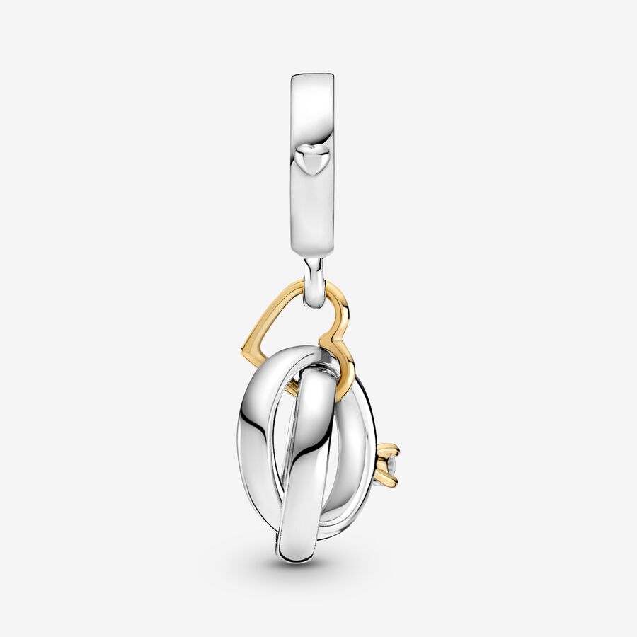 Charm Colgante Anillos De Boda en Dos Tono