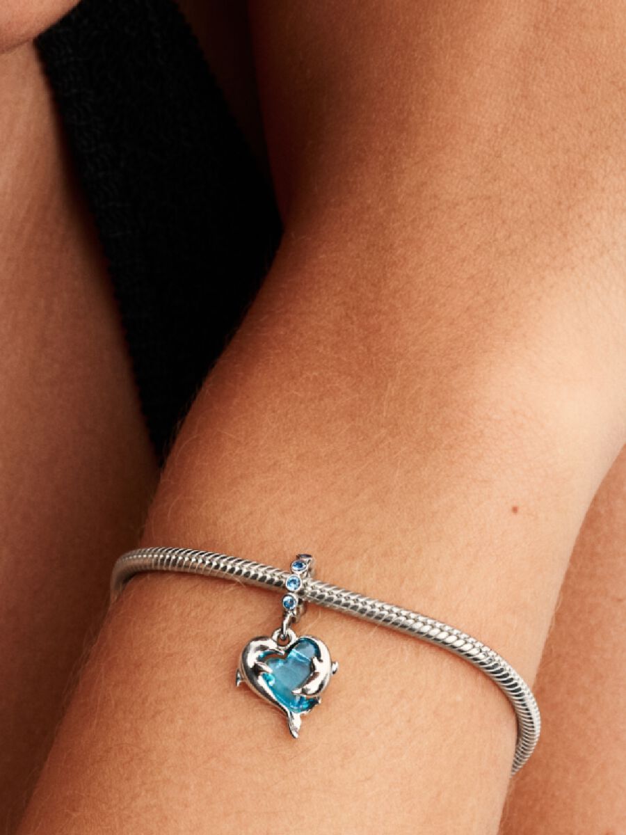 Charm Colgante Delfines de Cristal de Murano Azul
