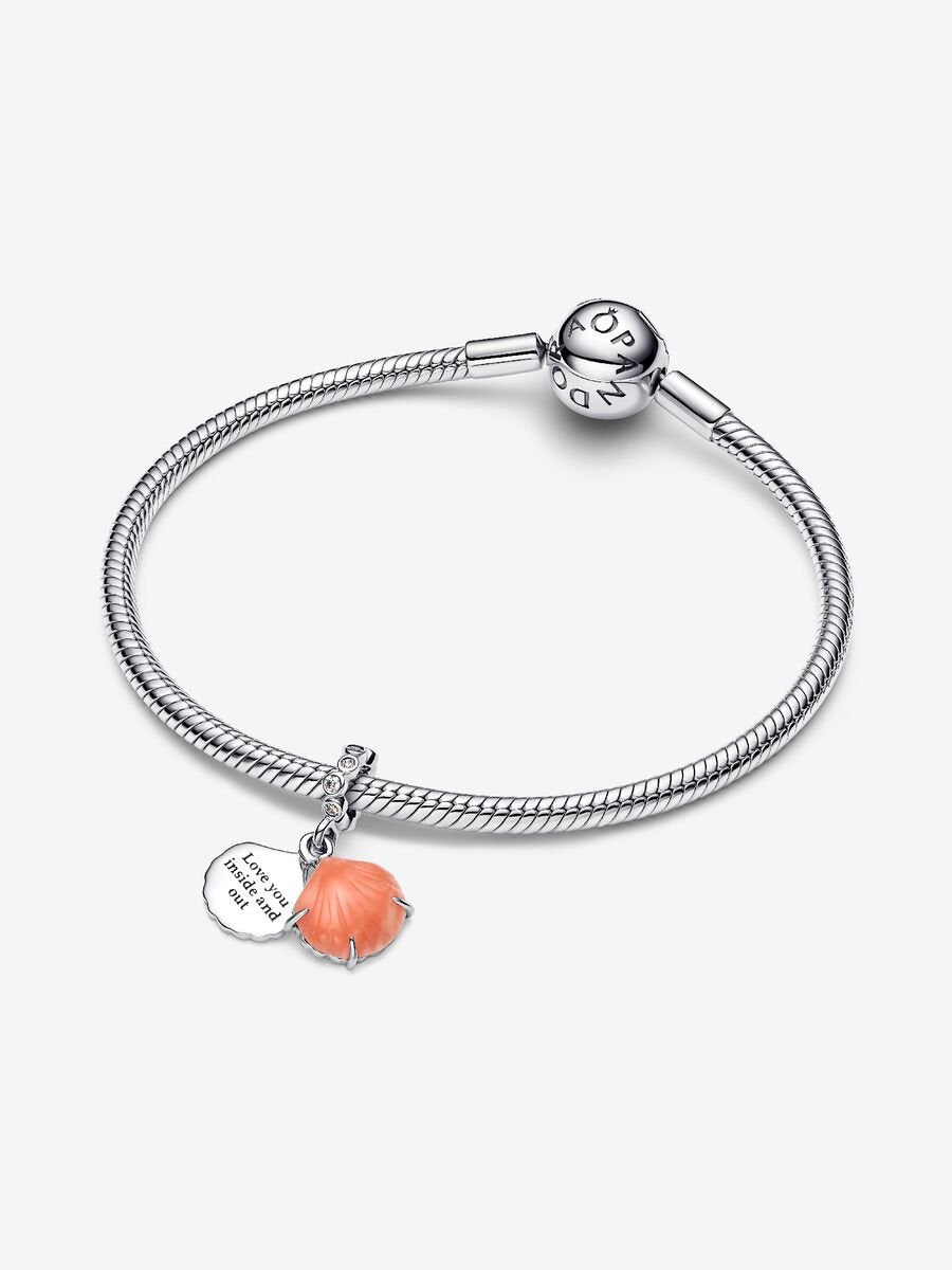 Charm Colgante Doble Concha Color Coral