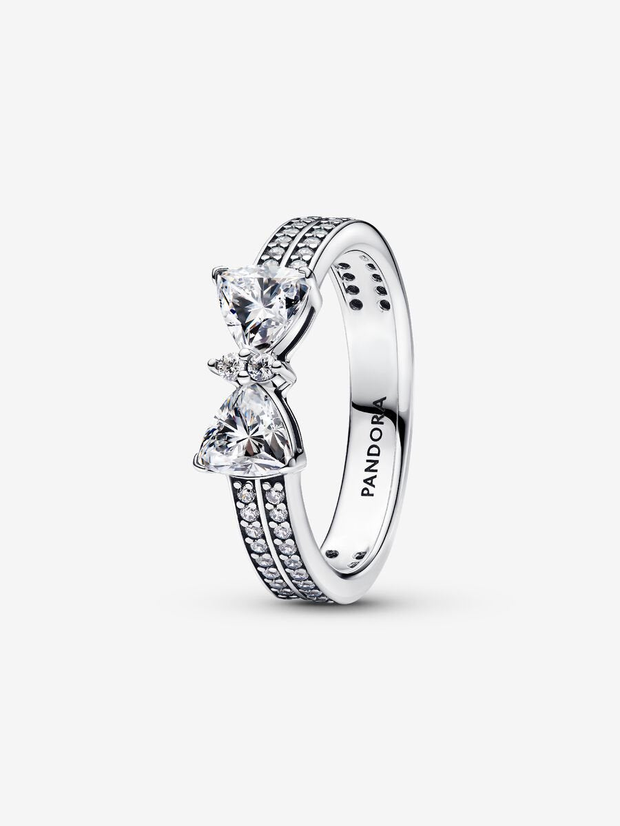 Anillo Lazo Brillante Blanco Doble Banda