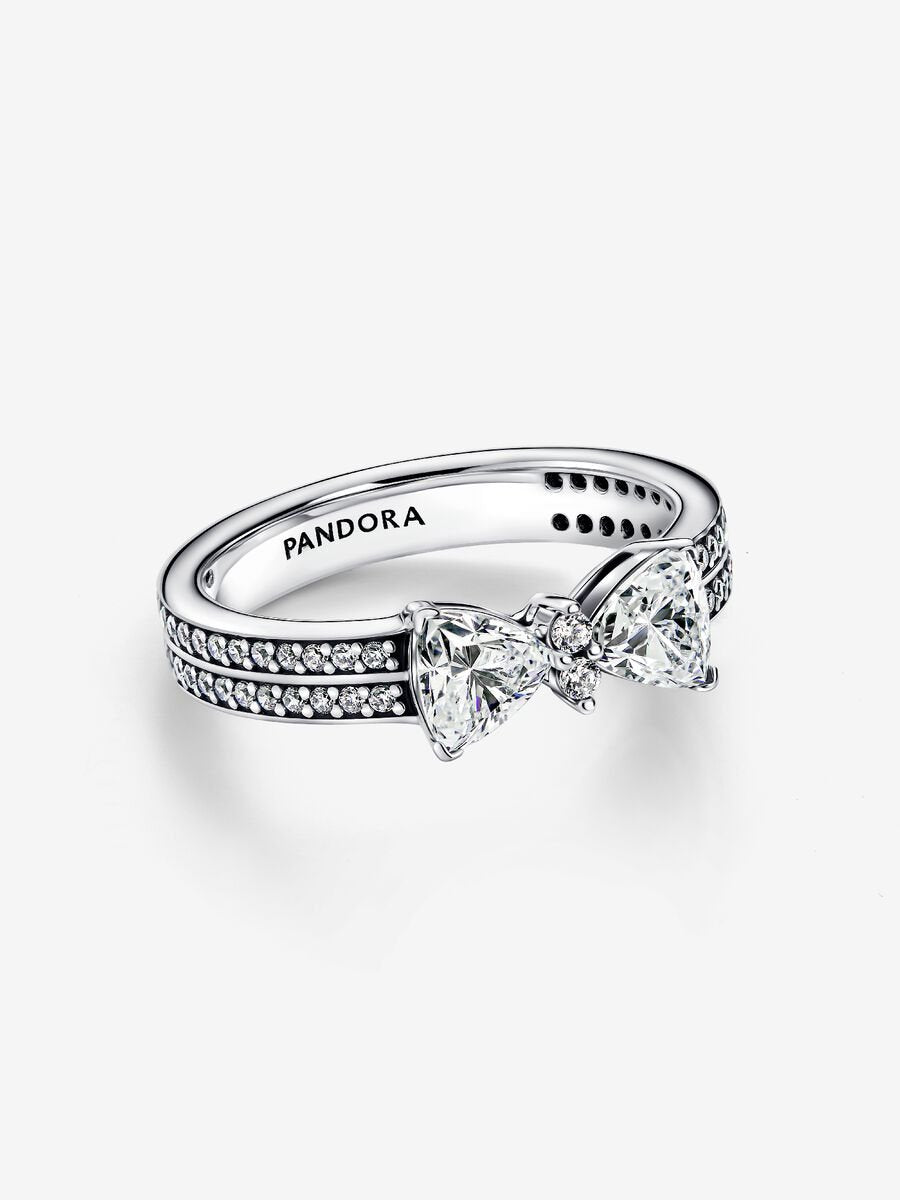 Anillo Lazo Brillante Blanco Doble Banda