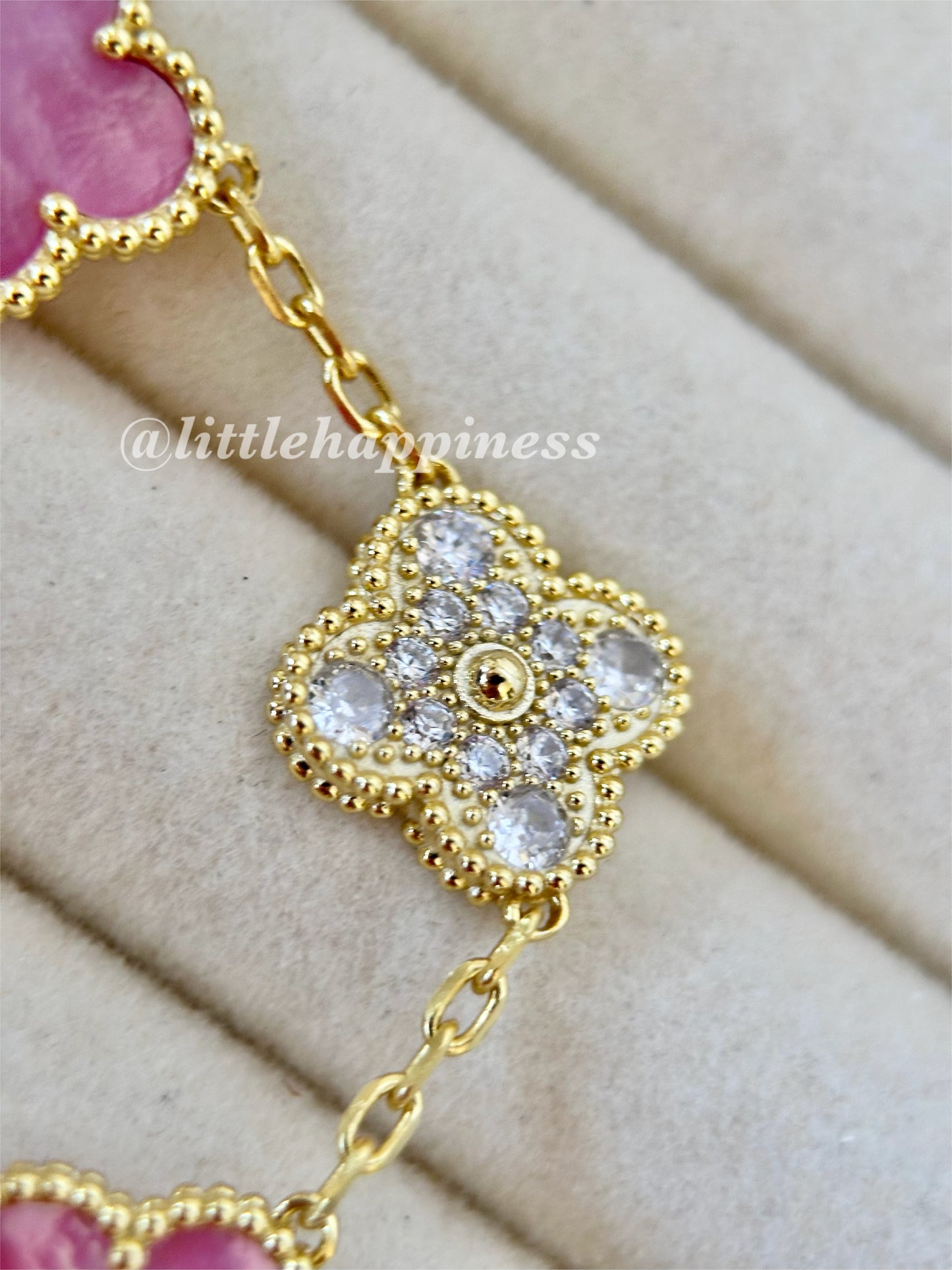 Pulsera tréboles Rosa y Dorado
