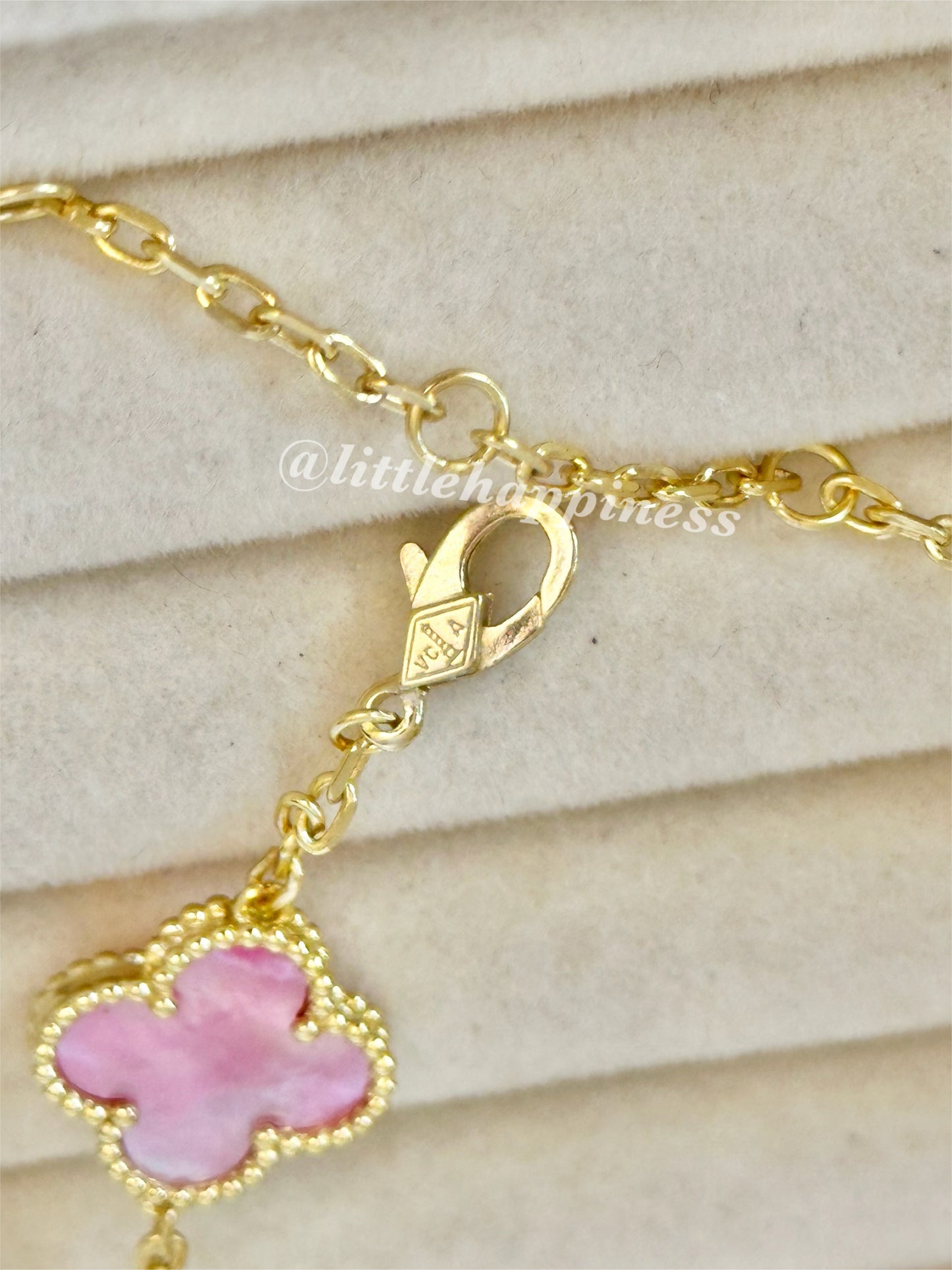 Pulsera tréboles Rosa y Dorado