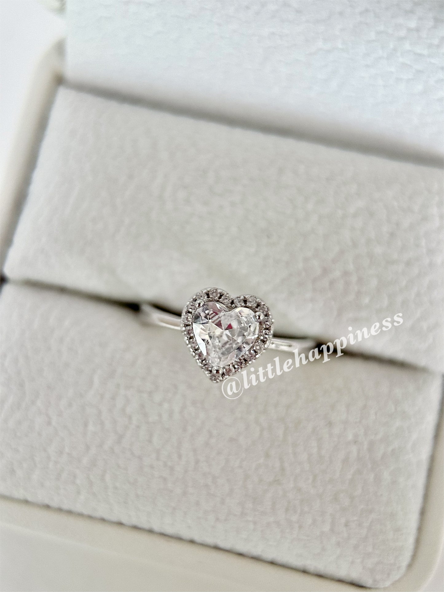 Anillo Corazón Blanco, aro Liso