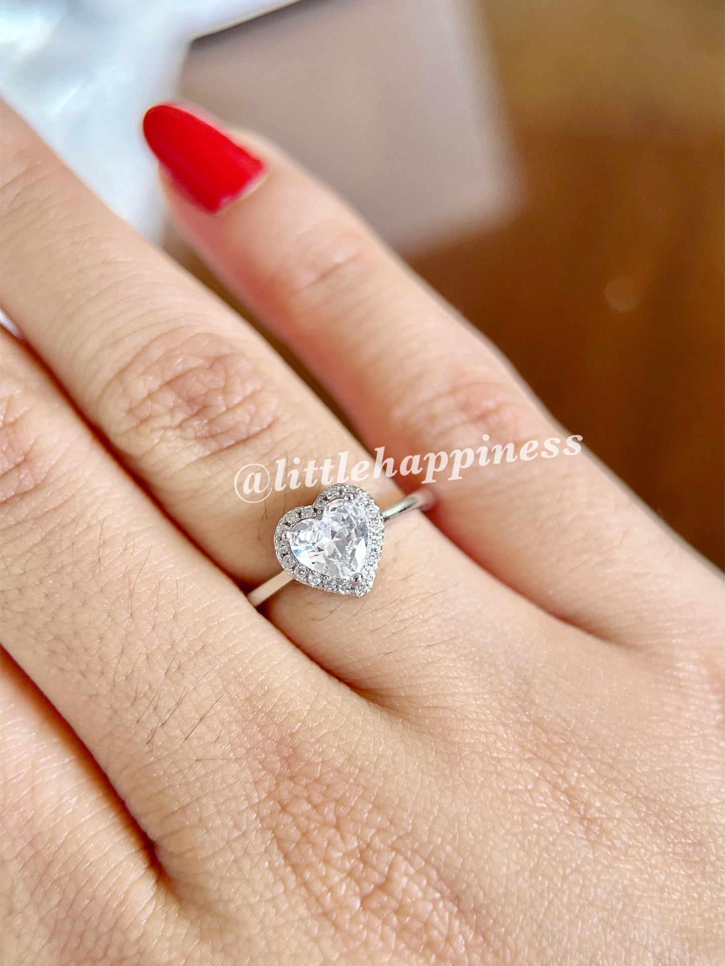 Anillo Corazón Blanco, aro Liso
