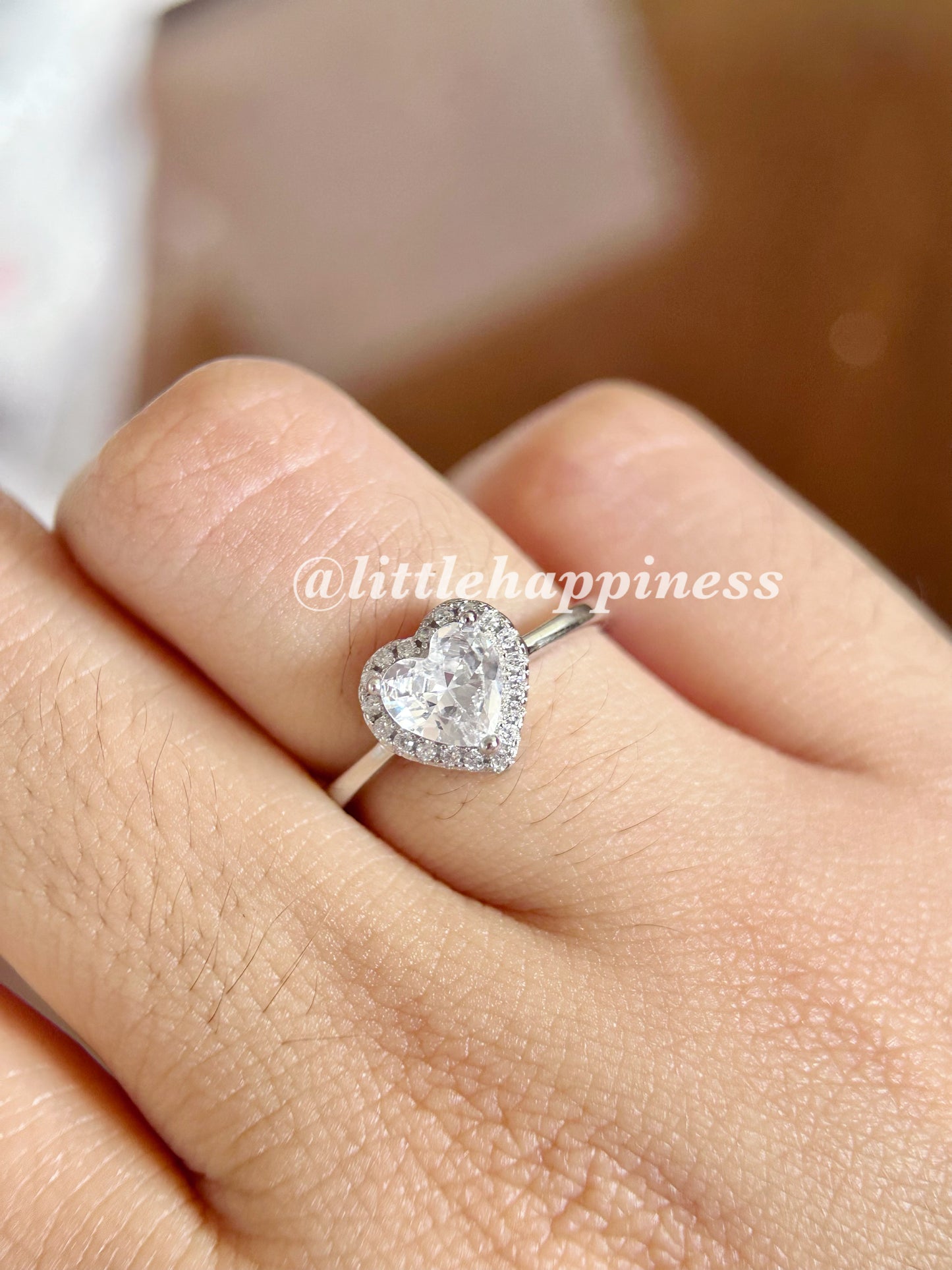 Anillo Corazón Blanco, aro Liso