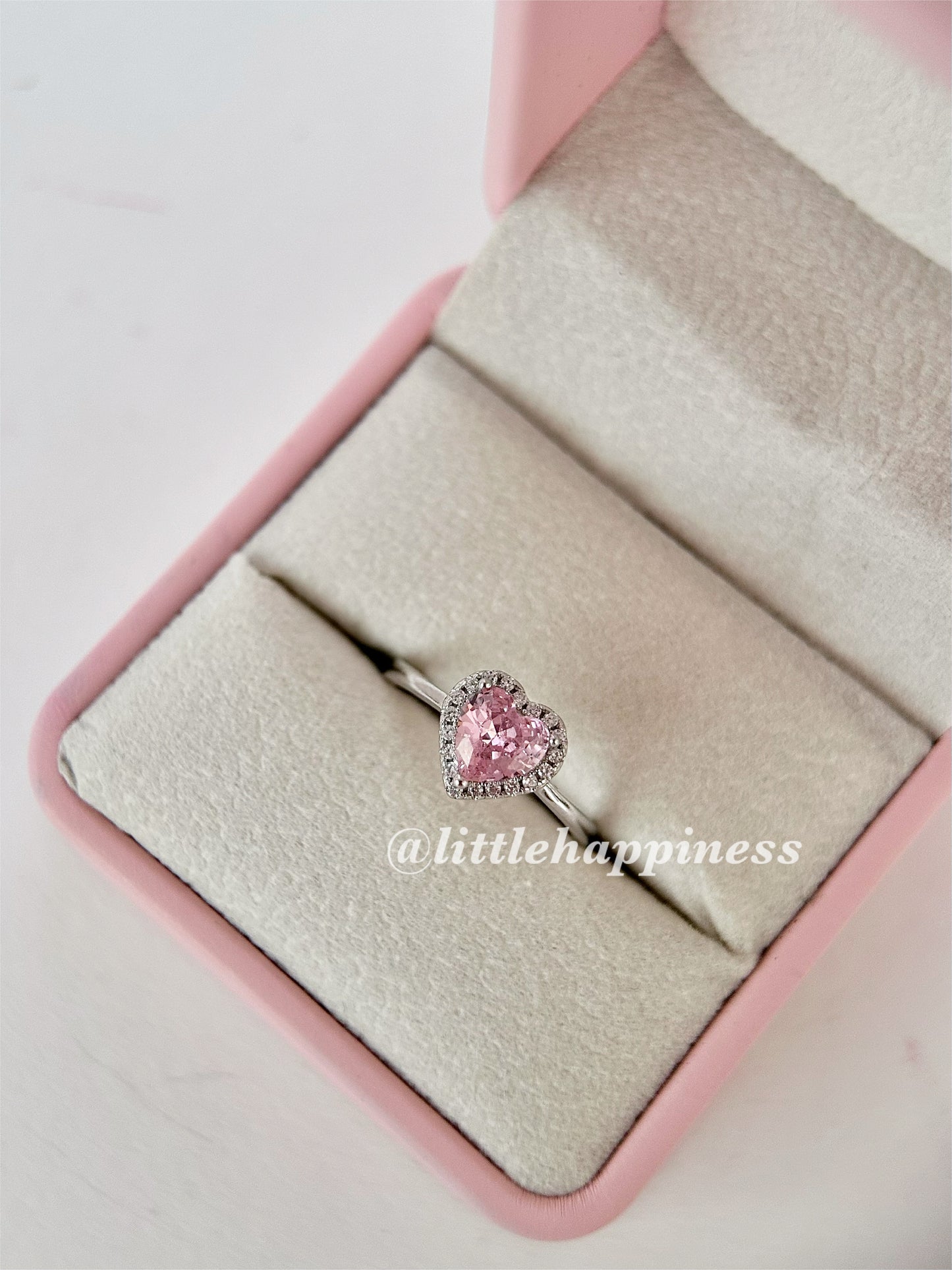 Anillo Corazón Rosa, aro Liso