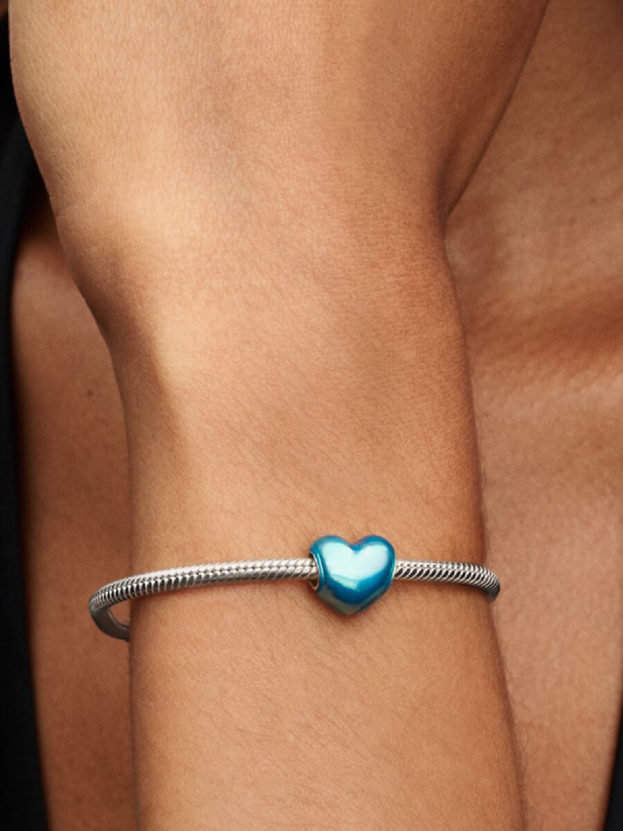 Charm Corazón metálico Azul Cielo