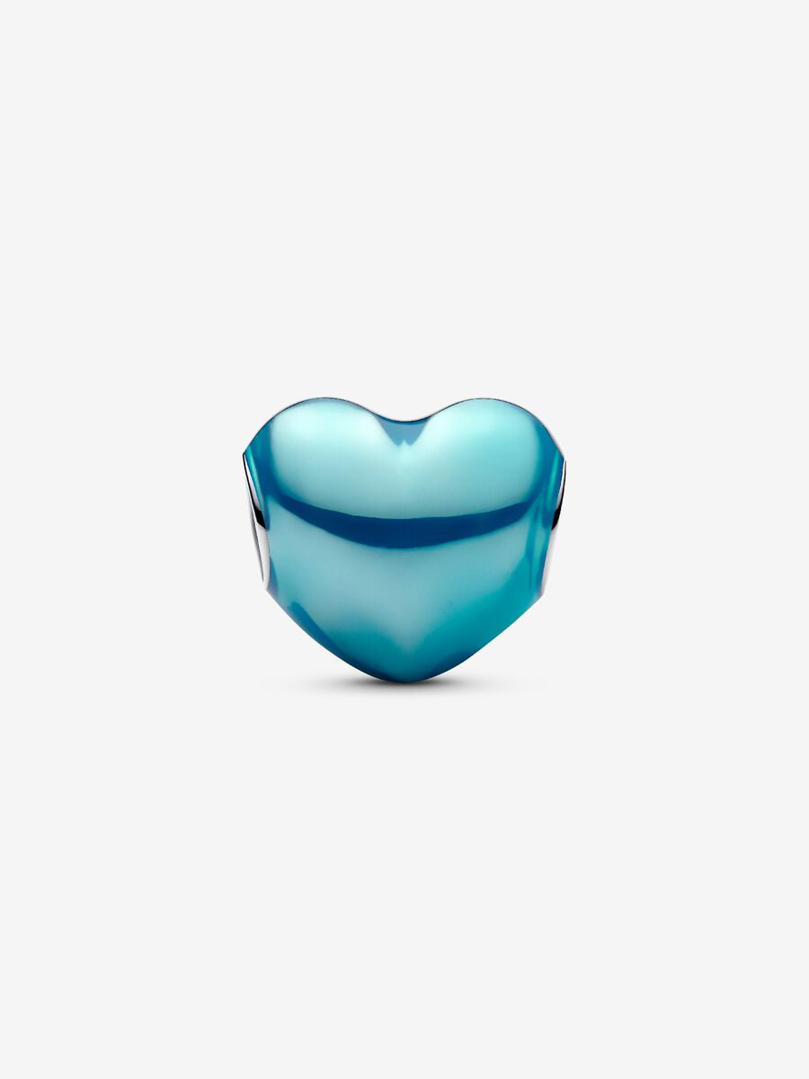 Charm Corazón metálico Azul Cielo
