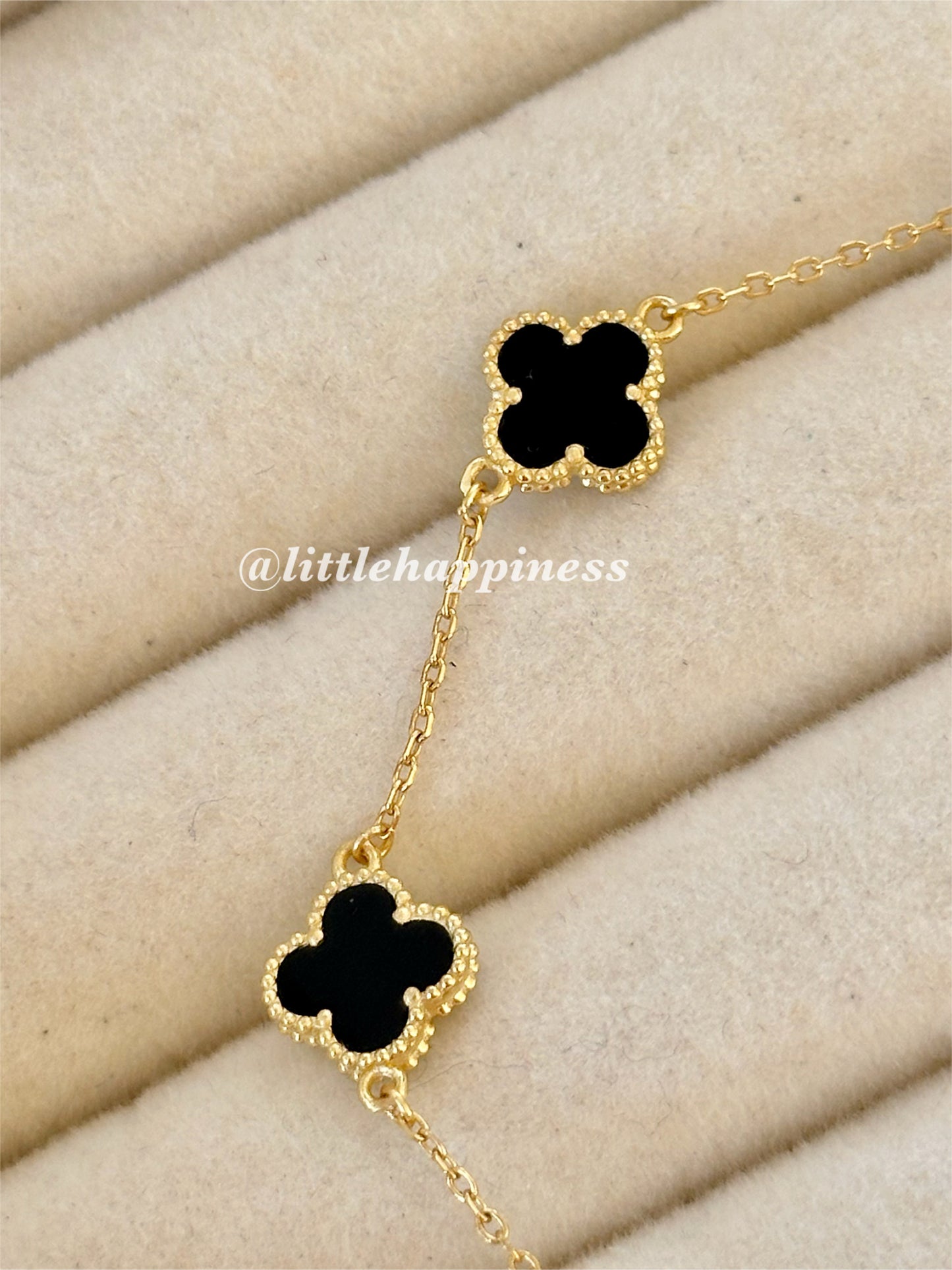 Pulsera Mini Tréboles Negro