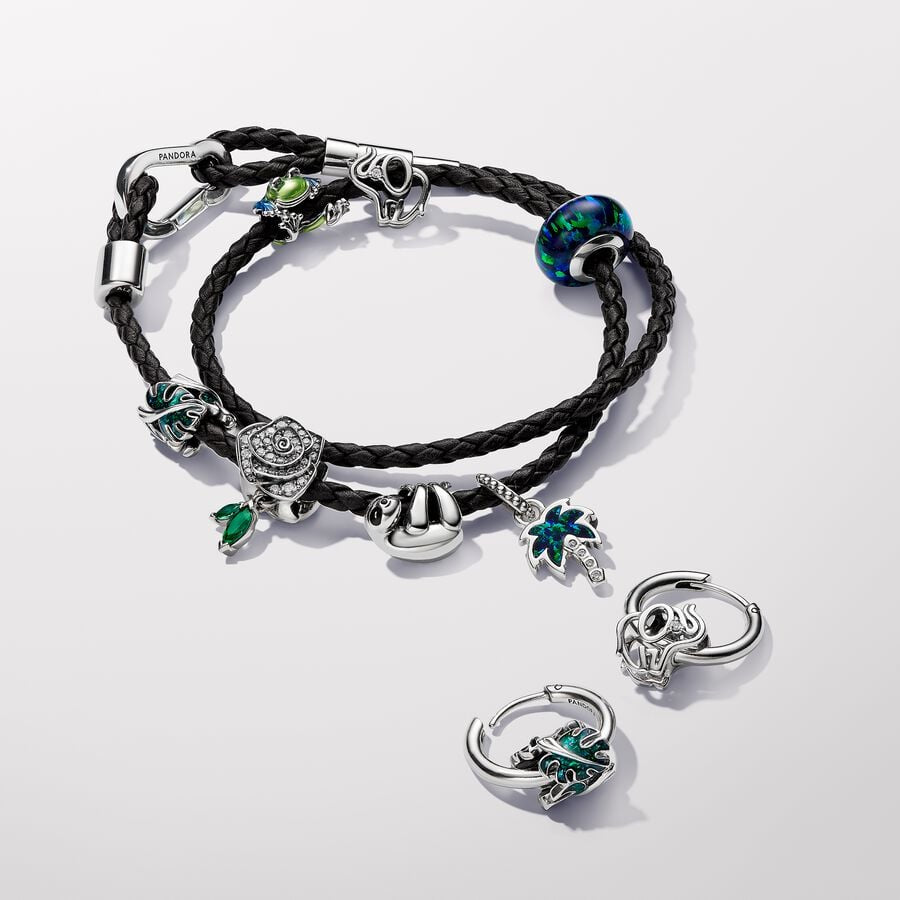 Pulsera Pandora Moments en Cuero Trenzado Doble Negro