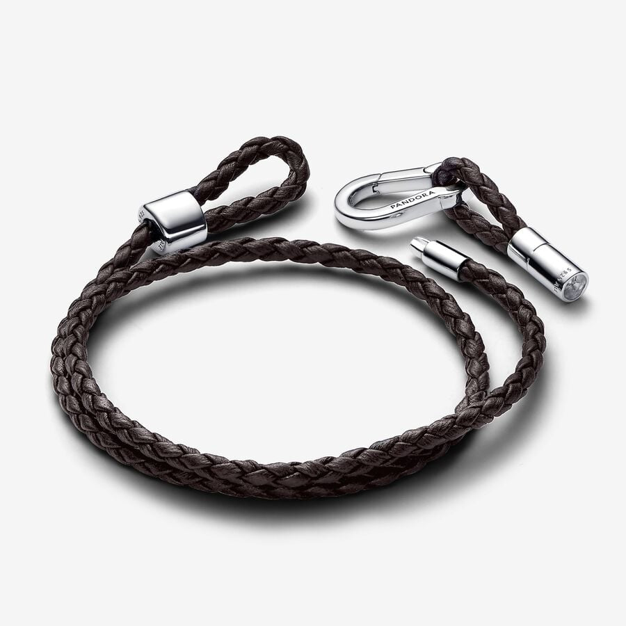 Pulsera Pandora Moments en Cuero Trenzado Doble Negro