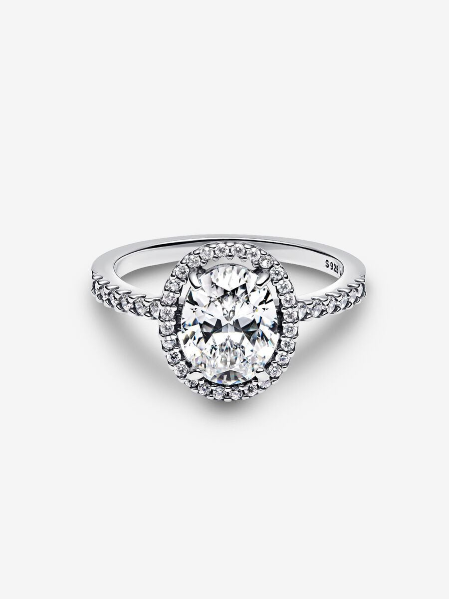 Anillo Ovalado Halo brillante