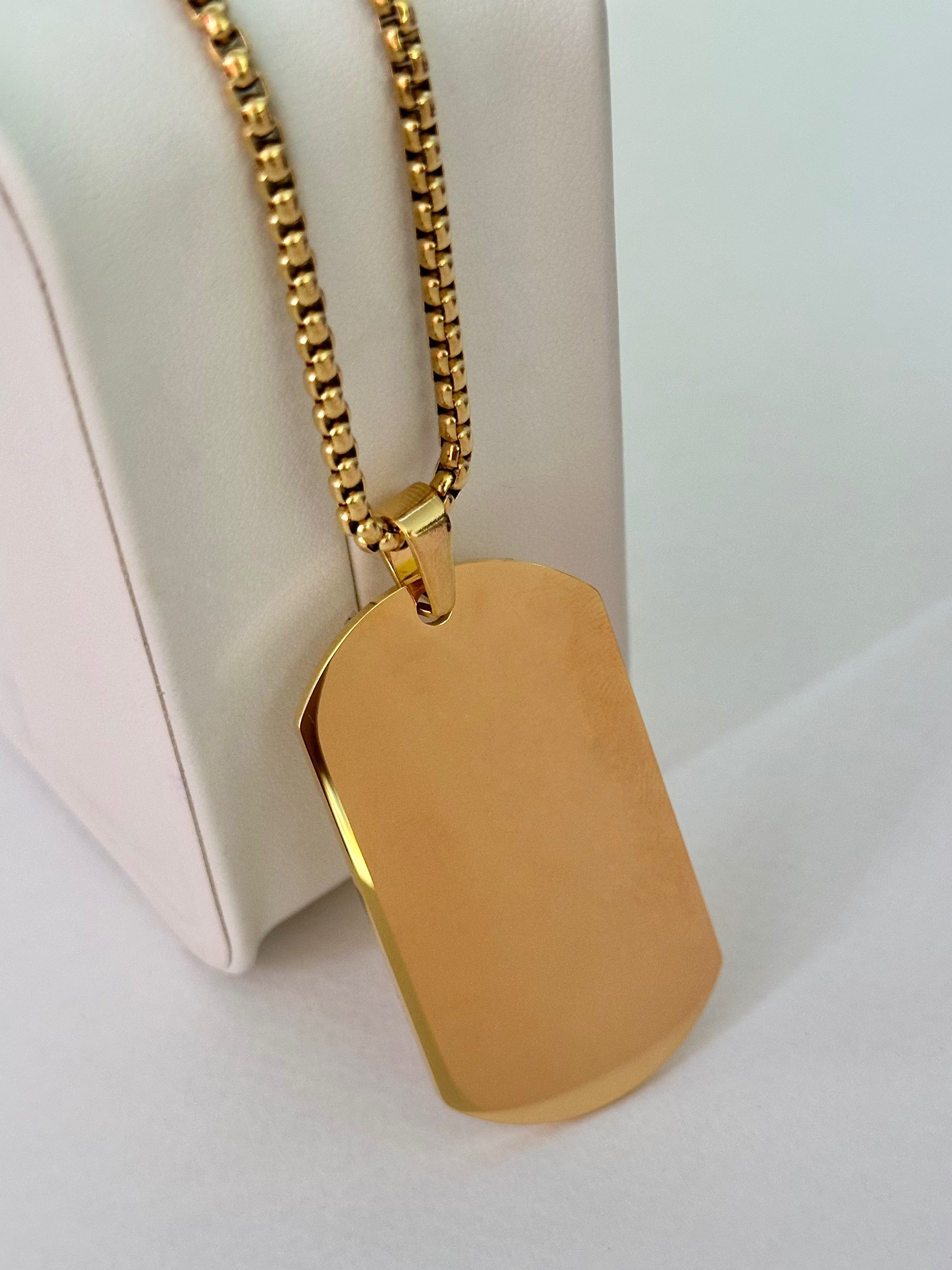 Collar Placa Grabable para Hombre, 50mm, Acero Inoxidable