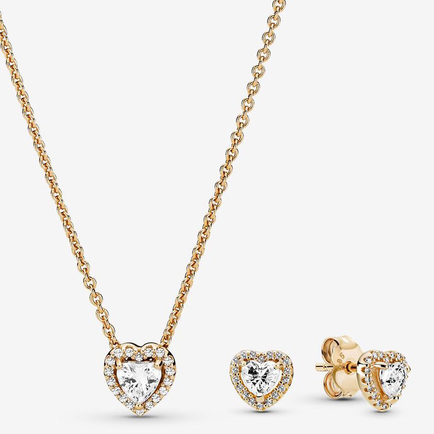 Conjunto Collar + aretes Corazón Dorado