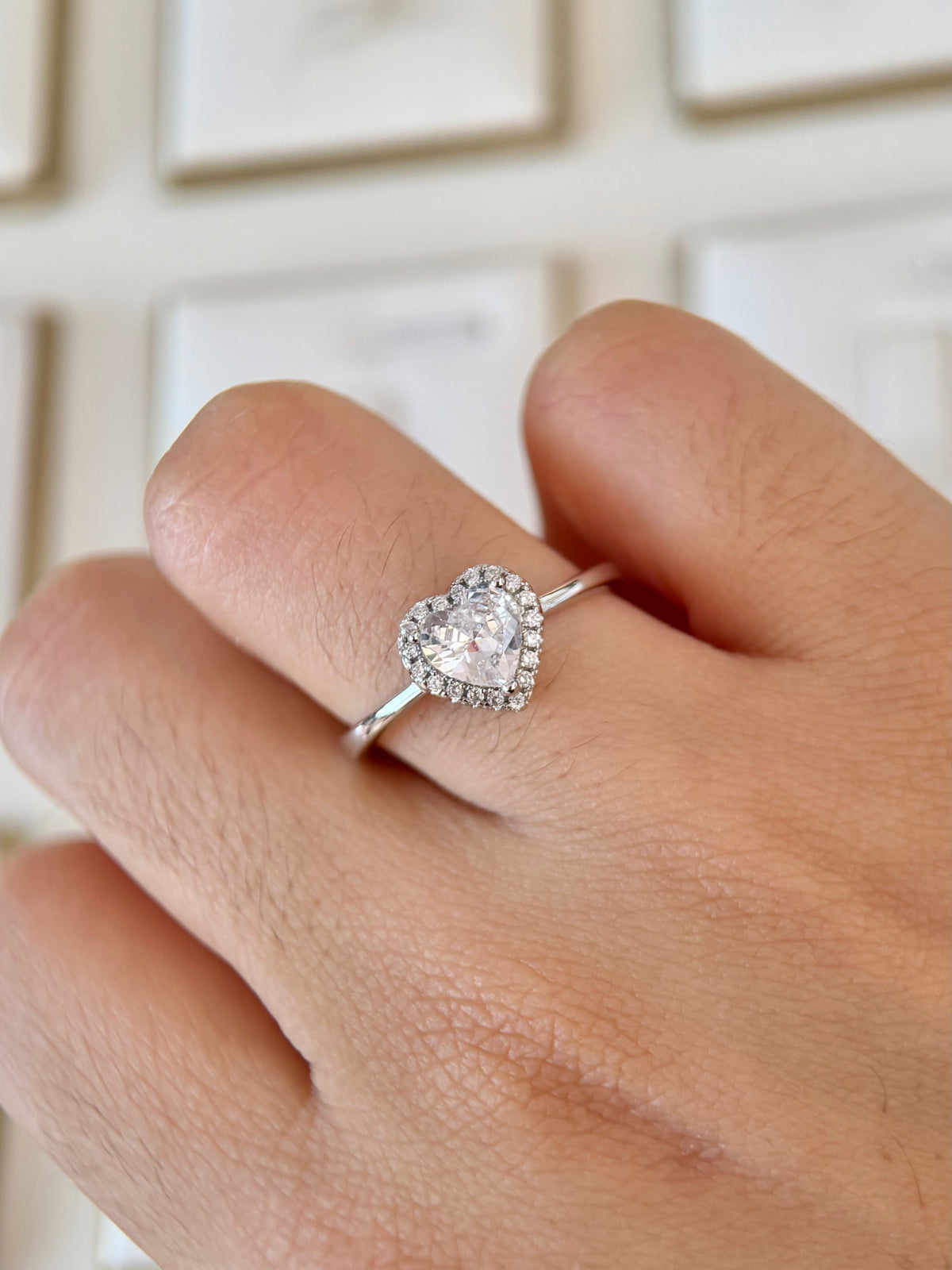 Anillo Corazón Blanco, aro Liso