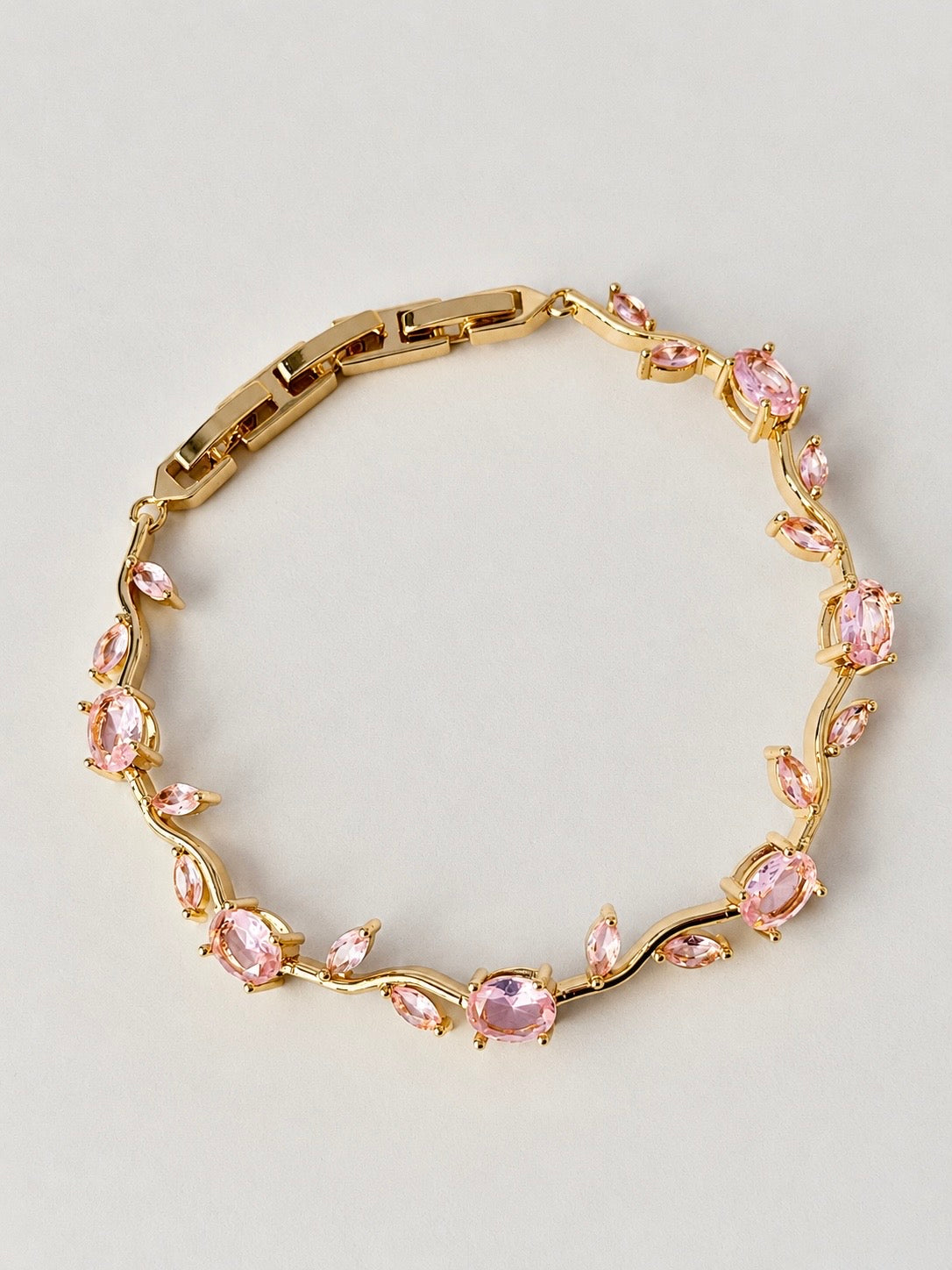 Pulsera Tulipanes Rosados Dorada