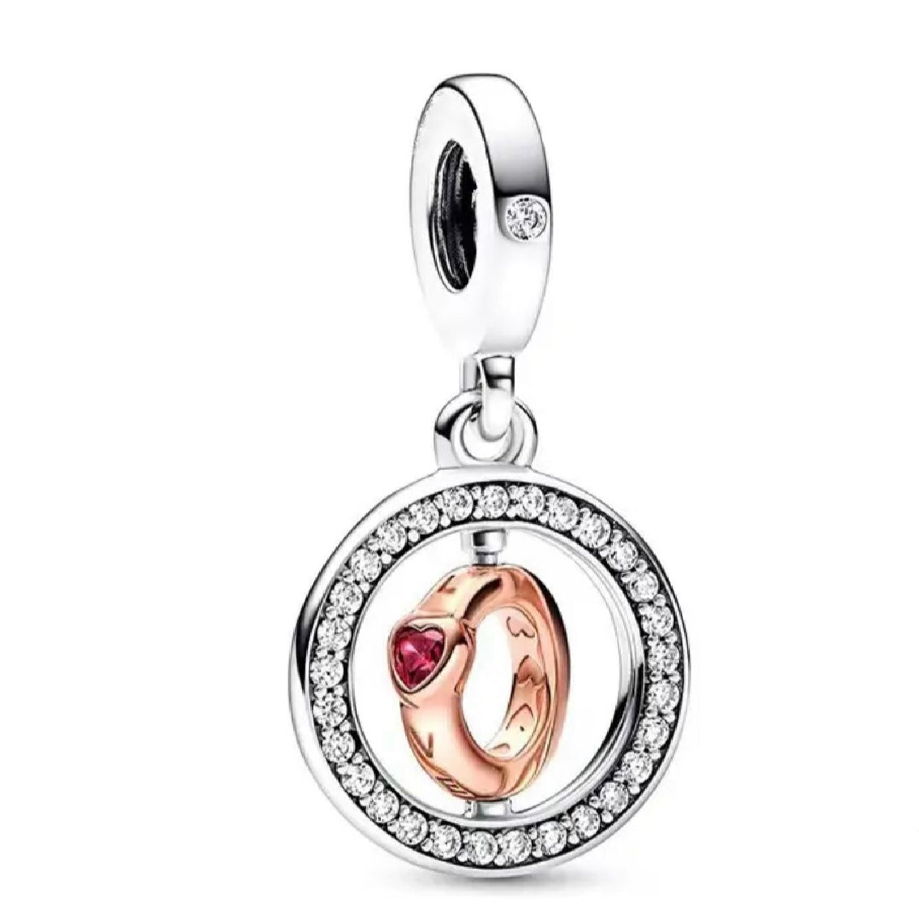 Charm Colgante Anillo Compromiso Dos Tonos