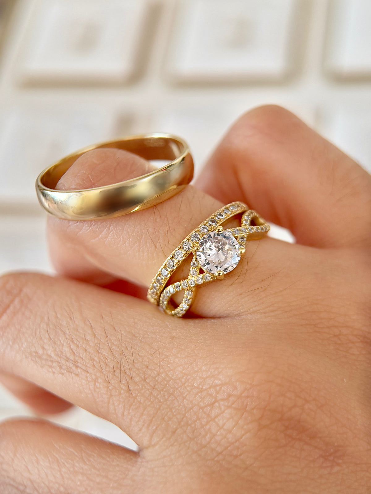Trío de Boda Bañado en Oro 18k