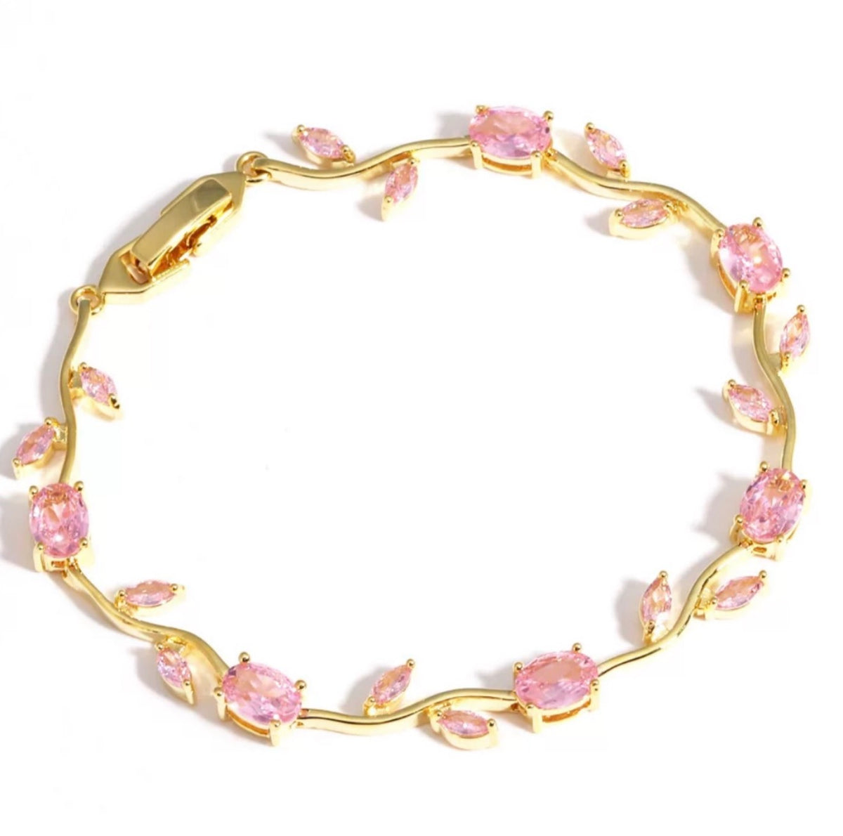 Pulsera Tulipanes Rosados Dorada