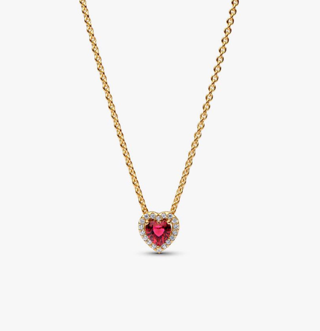 Conjunto Collar + aretes Corazón Rojo Dorado