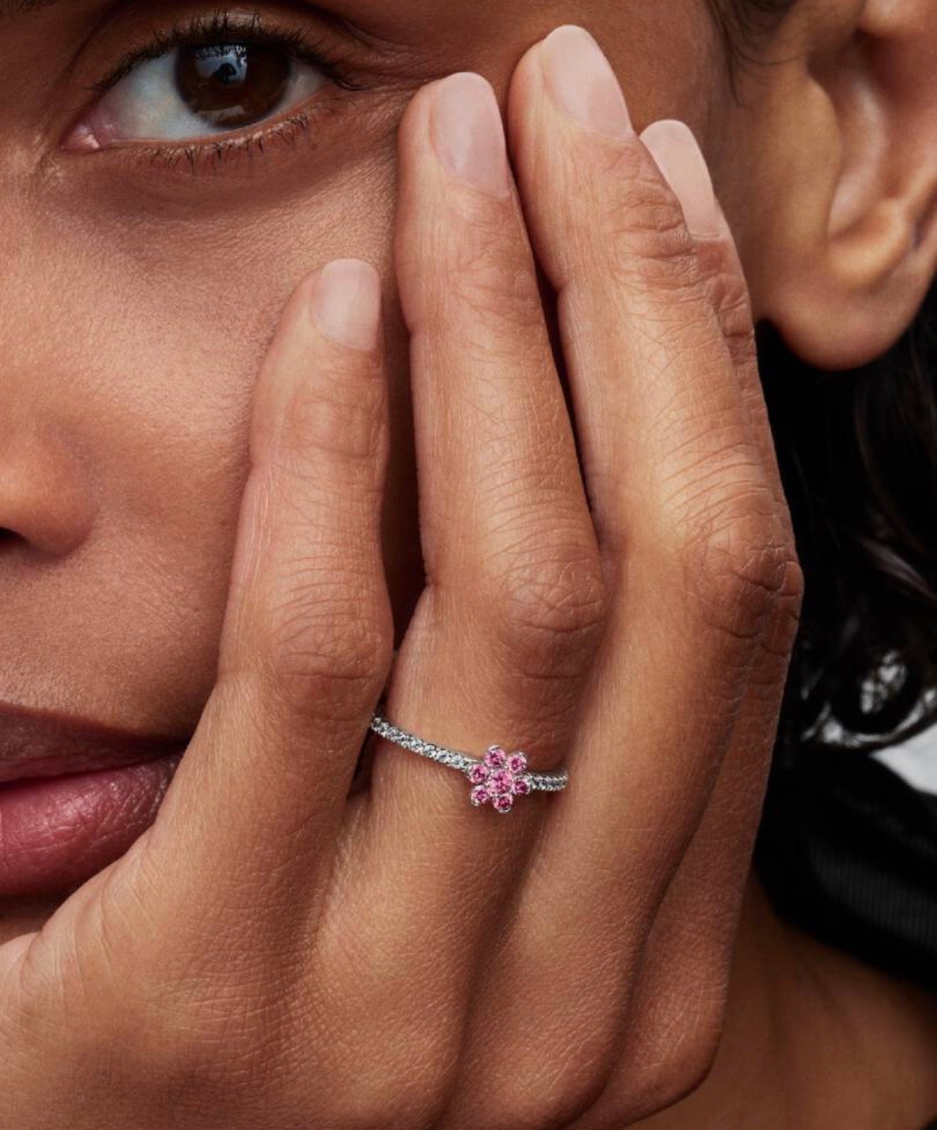 Anillo Flor Brillante Rosa
