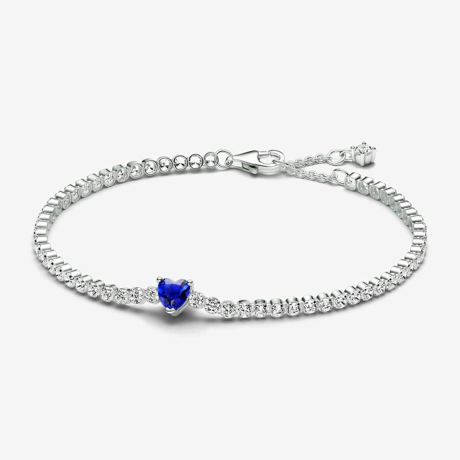 Pulsera Tenis Corazón Azul Oscuro