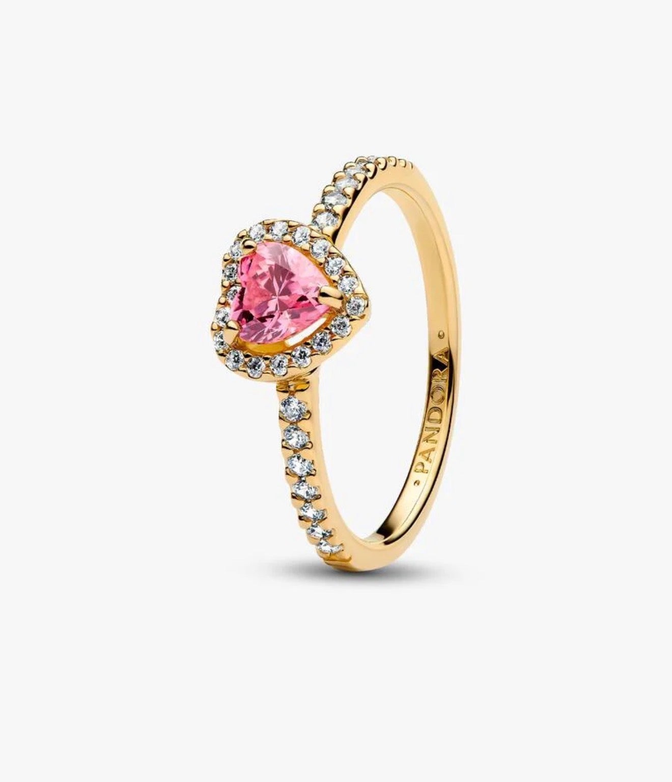 Anillo Corazón Rosa Brillante Dorado