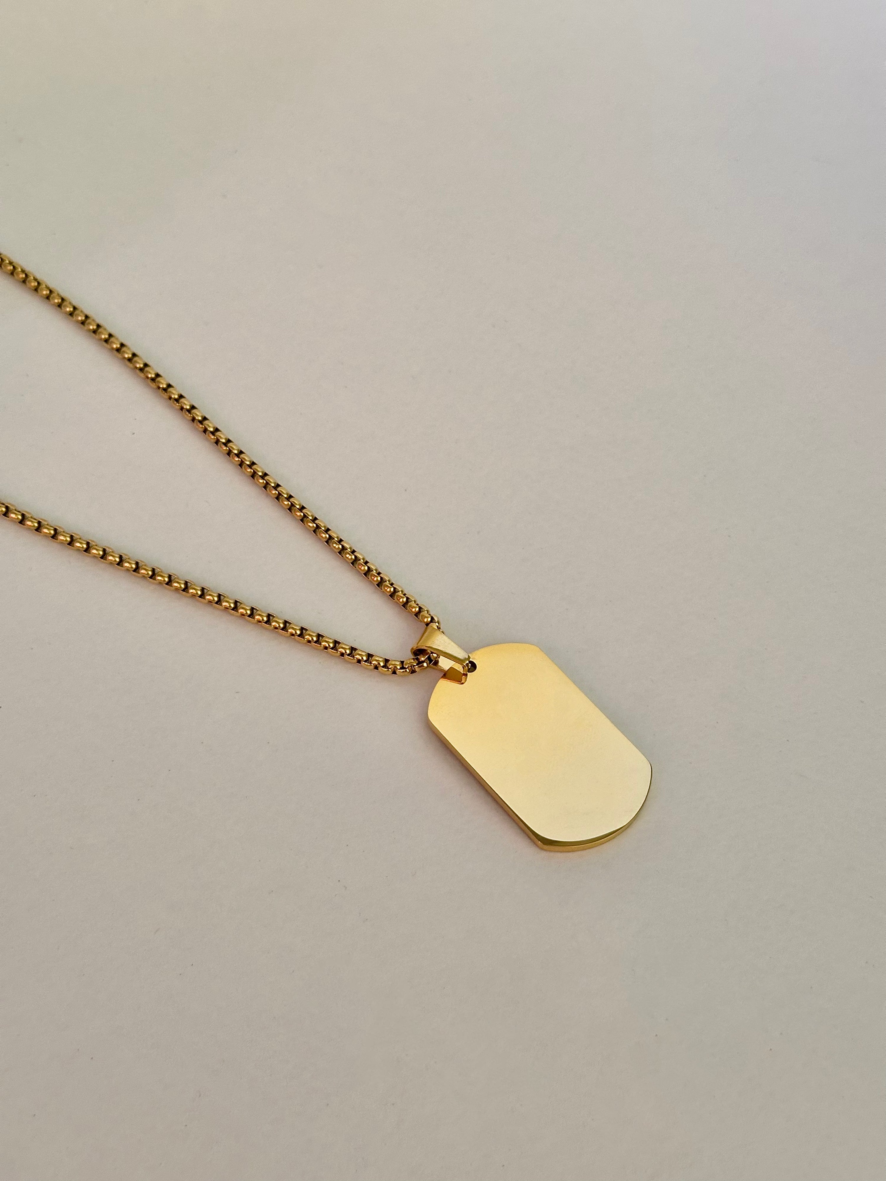 Collar Placa Grabable para Mujer, 40mm, Acero Inoxidable