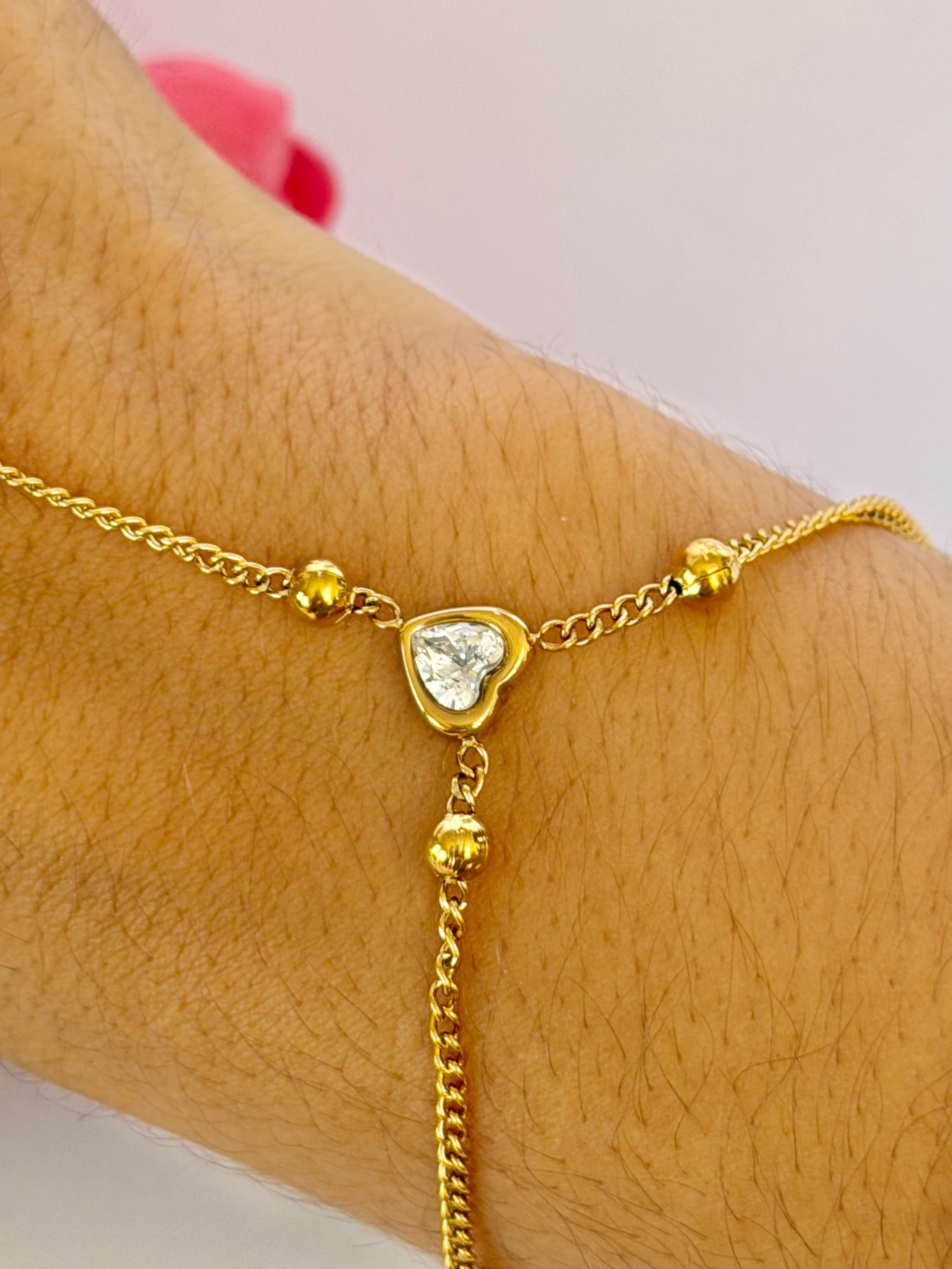 Hand Chain Corazones- Acero Inoxidable