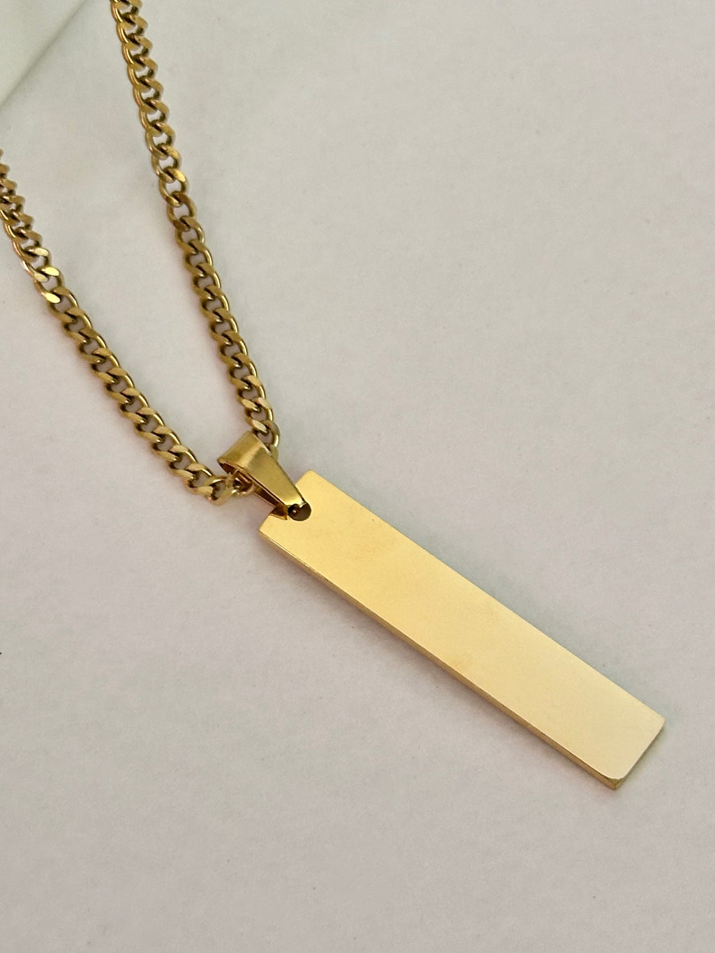 Collar con Placa Grabable Dorado, Acero Inoxidable