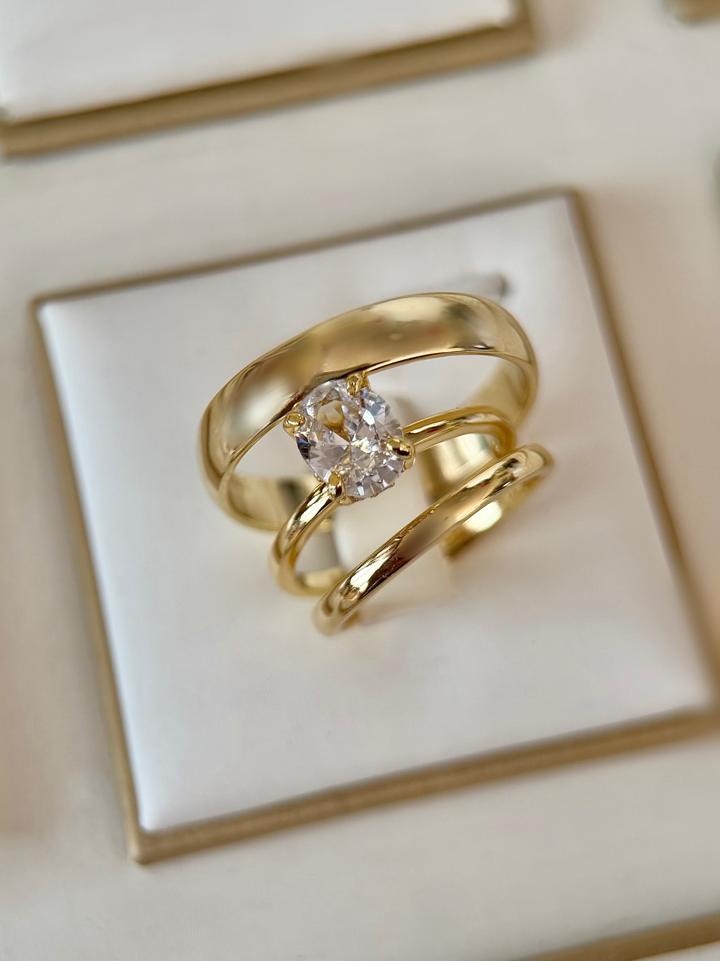 Trío De Boda bañado en Oro 18K