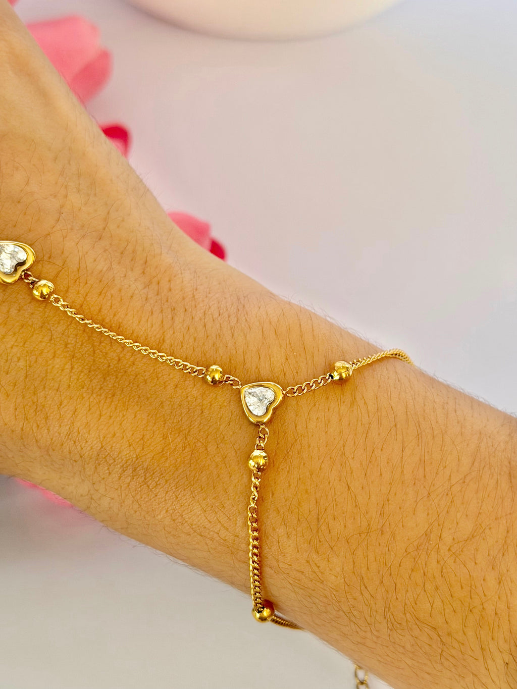 Hand Chain Corazones- Acero Inoxidable