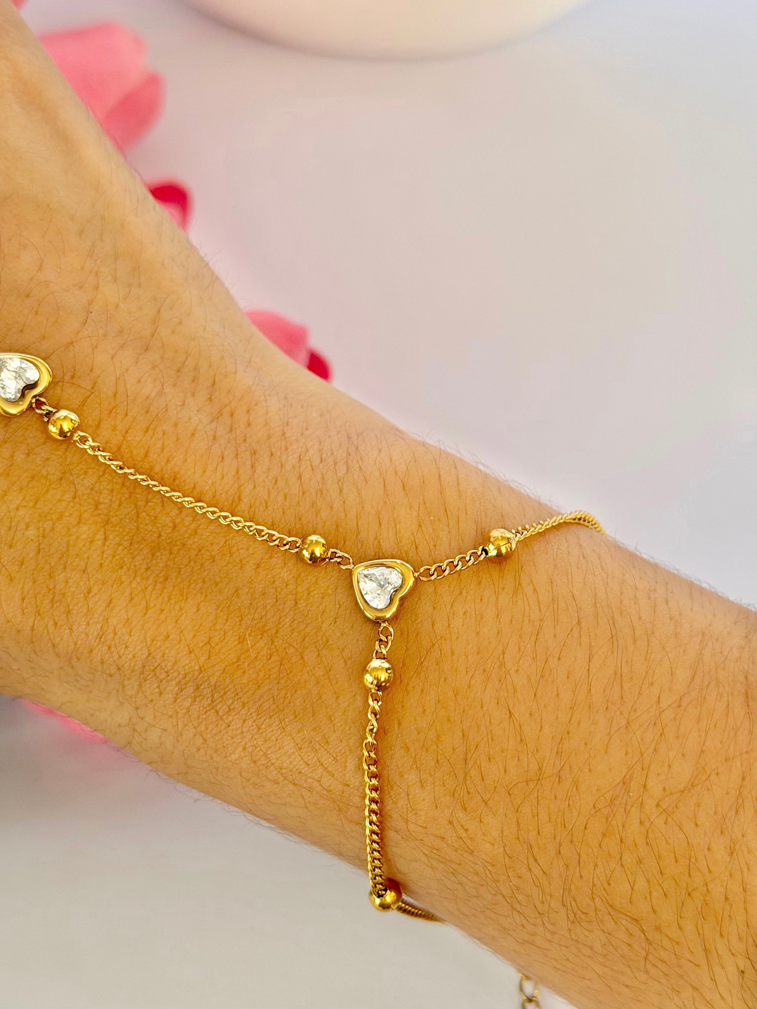 Hand Chain Corazones- Acero Inoxidable