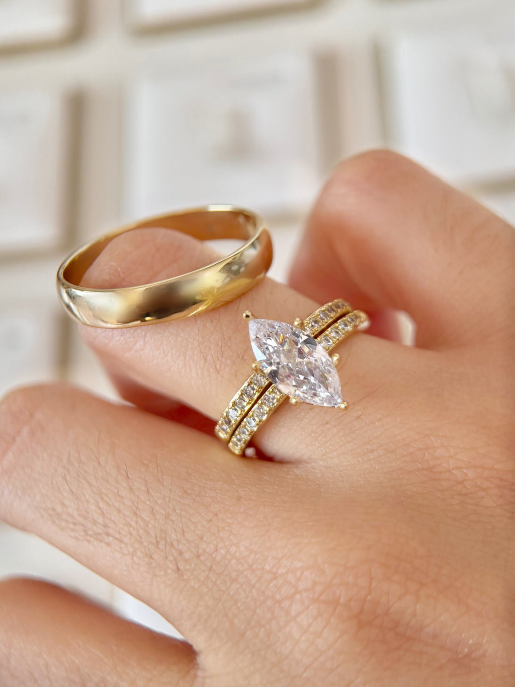 Trío De Boda bañado en Oro 18k