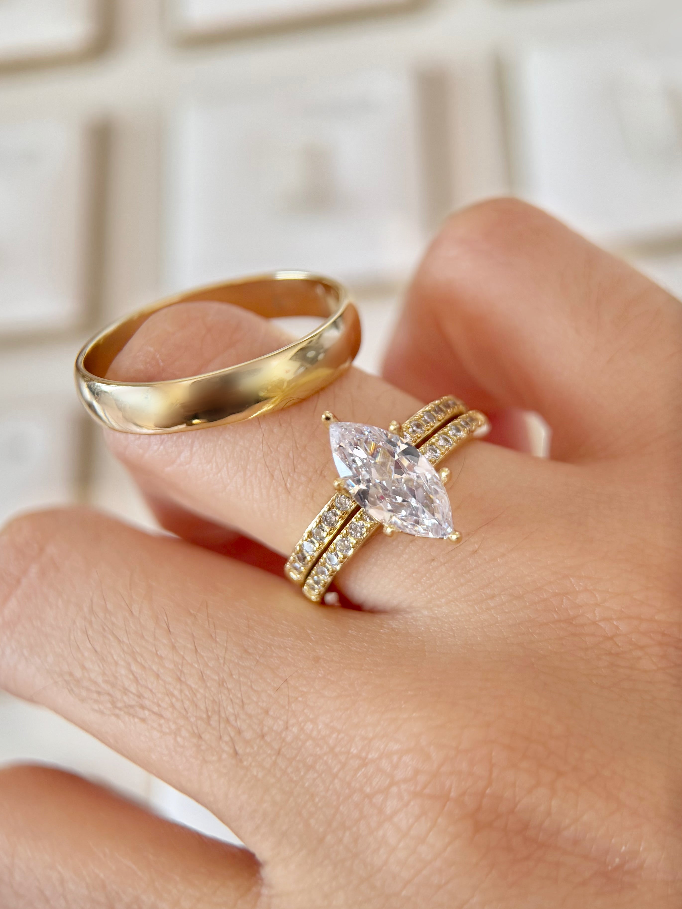 Trío De Boda bañado en Oro 18k