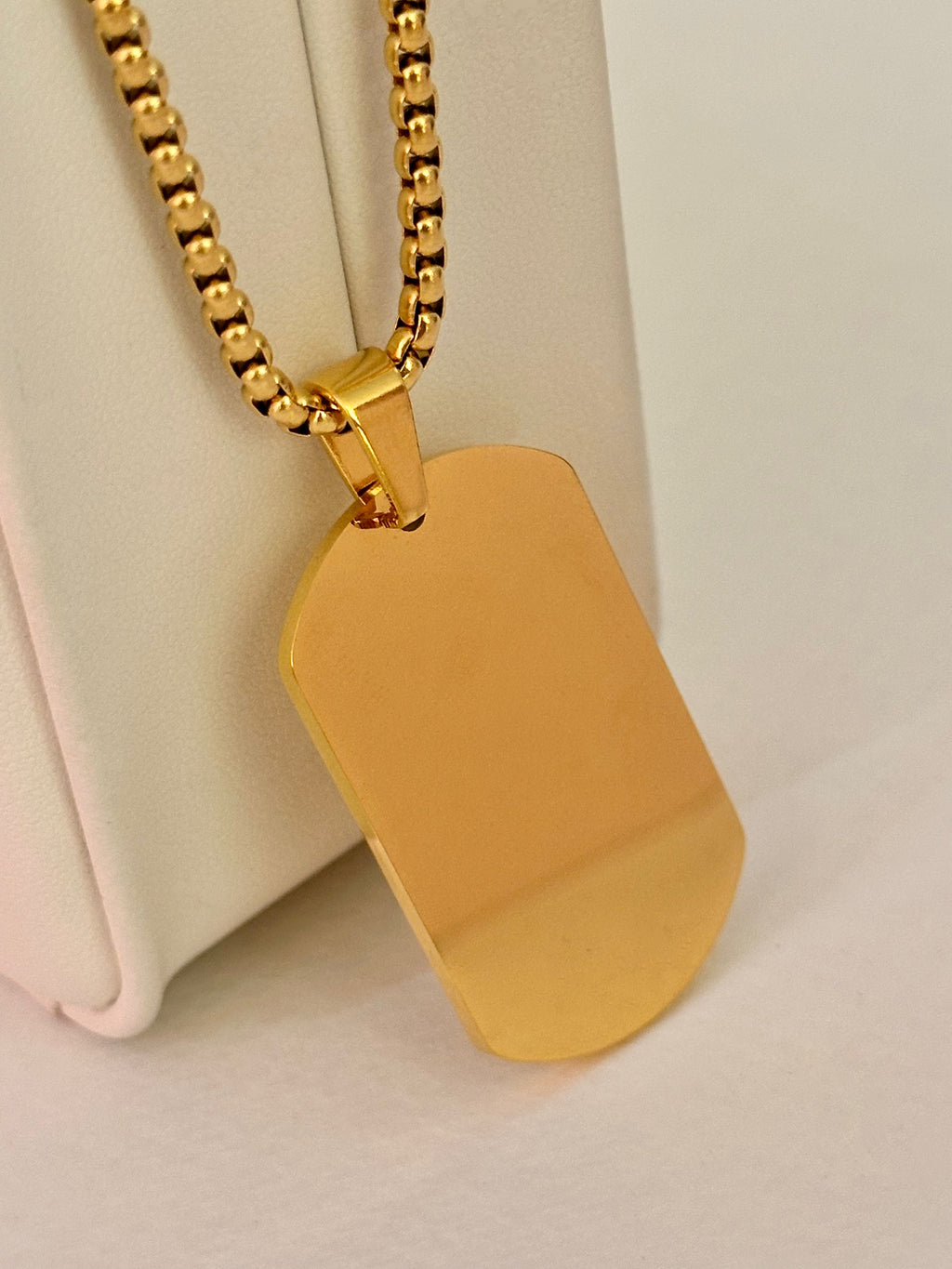 Collar Placa Grabable para Mujer, 40mm, Acero Inoxidable