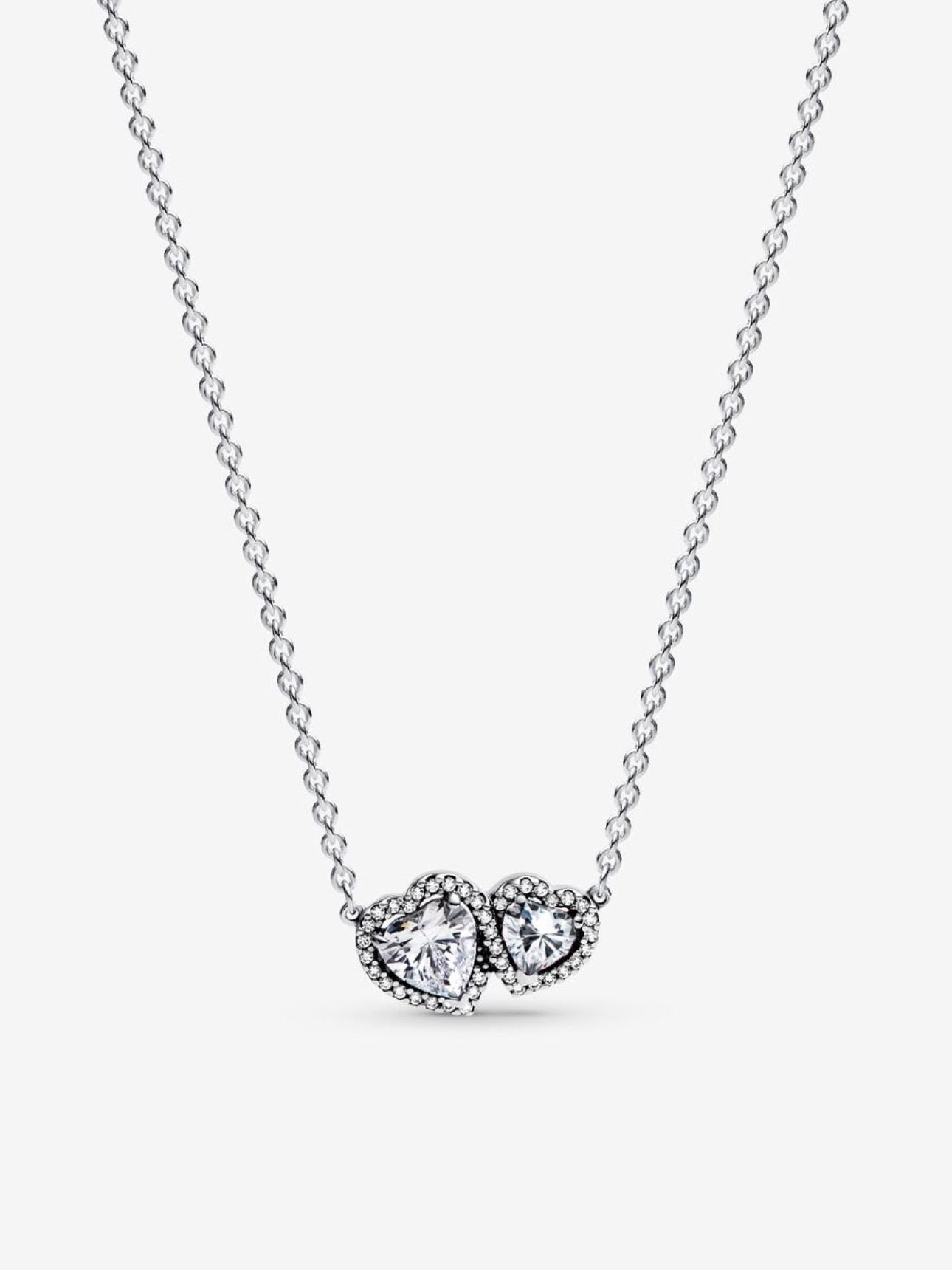 Conjunto Collar + aretes Doble Corazones Blancos