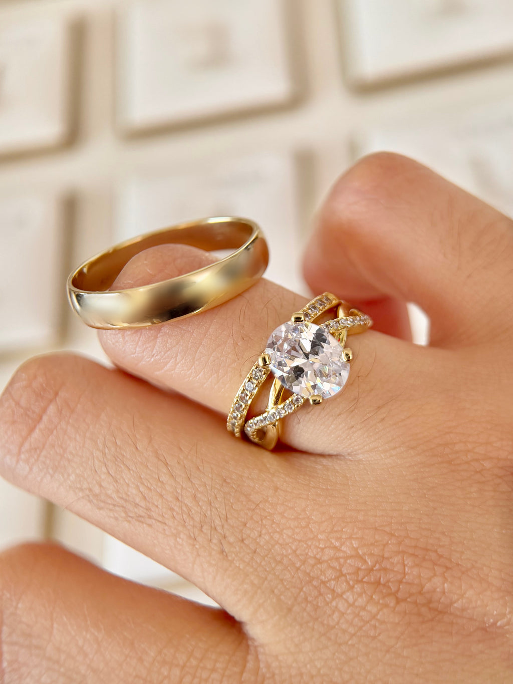 Trío De Boda bañado en Oro 18k