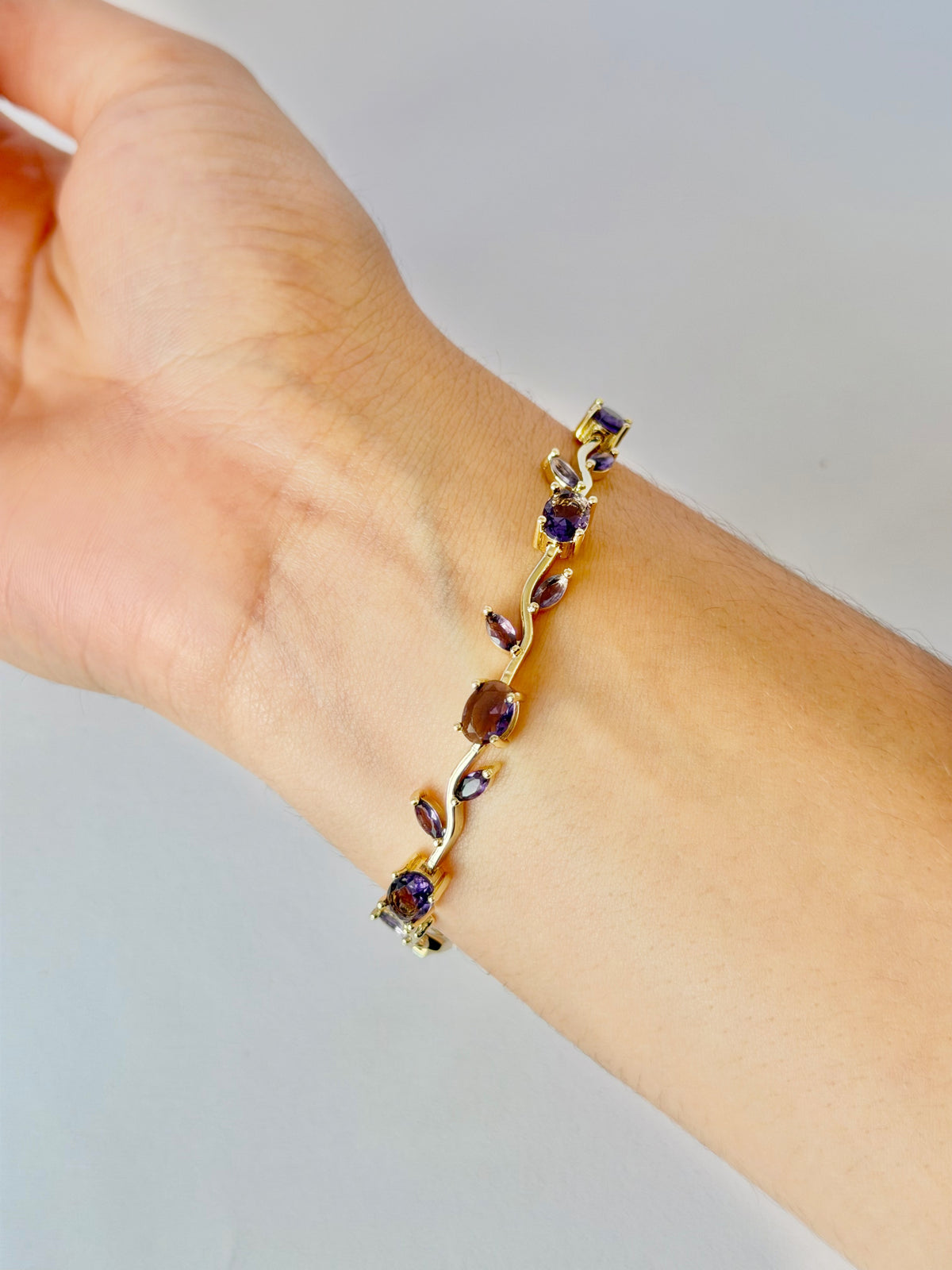Pulsera Tulipanes Morado Dorada