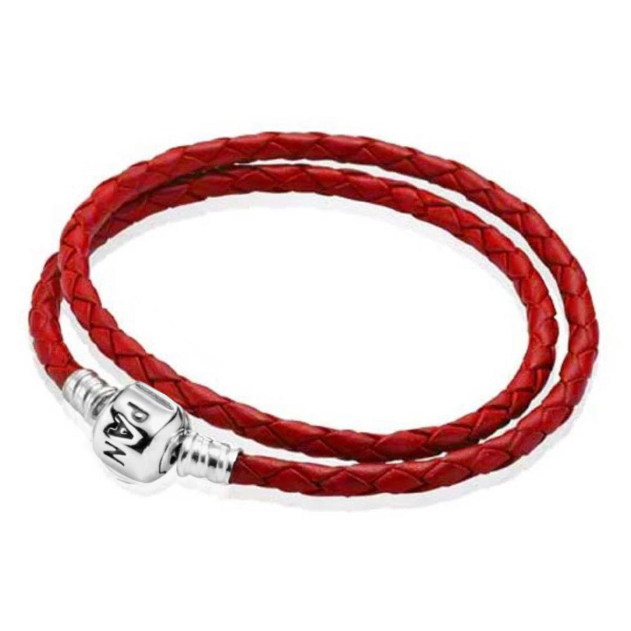 Pulsera en Leather Trenzado Doble Rojo cierre tradicional