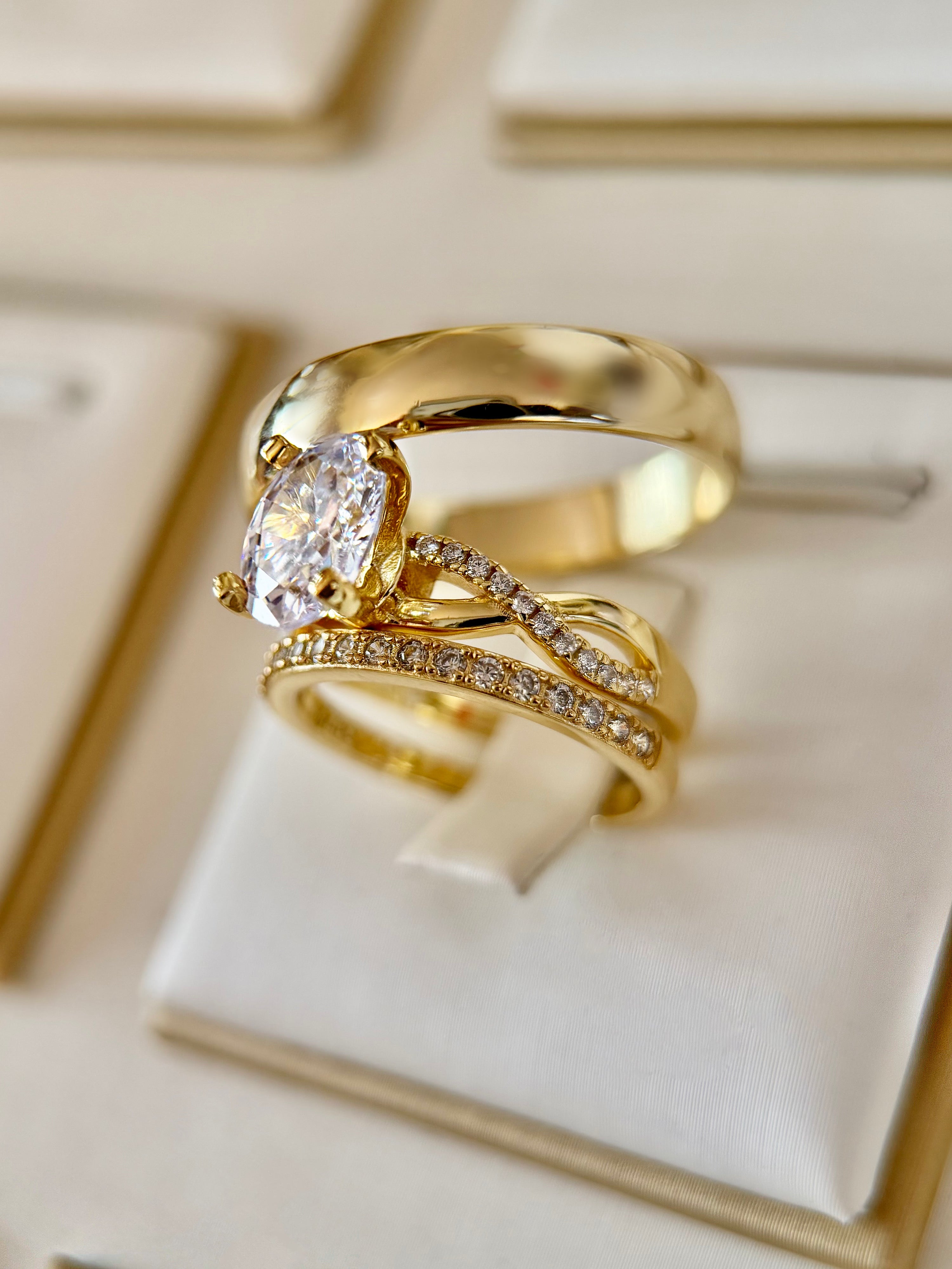 Trío De Boda bañado en Oro 18k