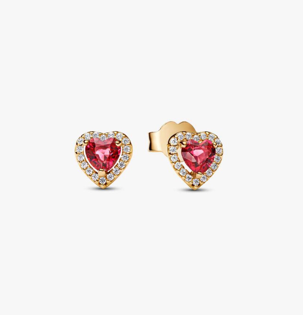 Conjunto Collar + aretes Corazón Rojo Dorado
