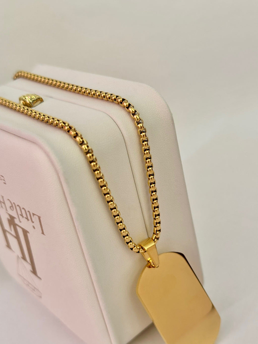Collar Placa Grabable para Mujer, 40mm, Acero Inoxidable