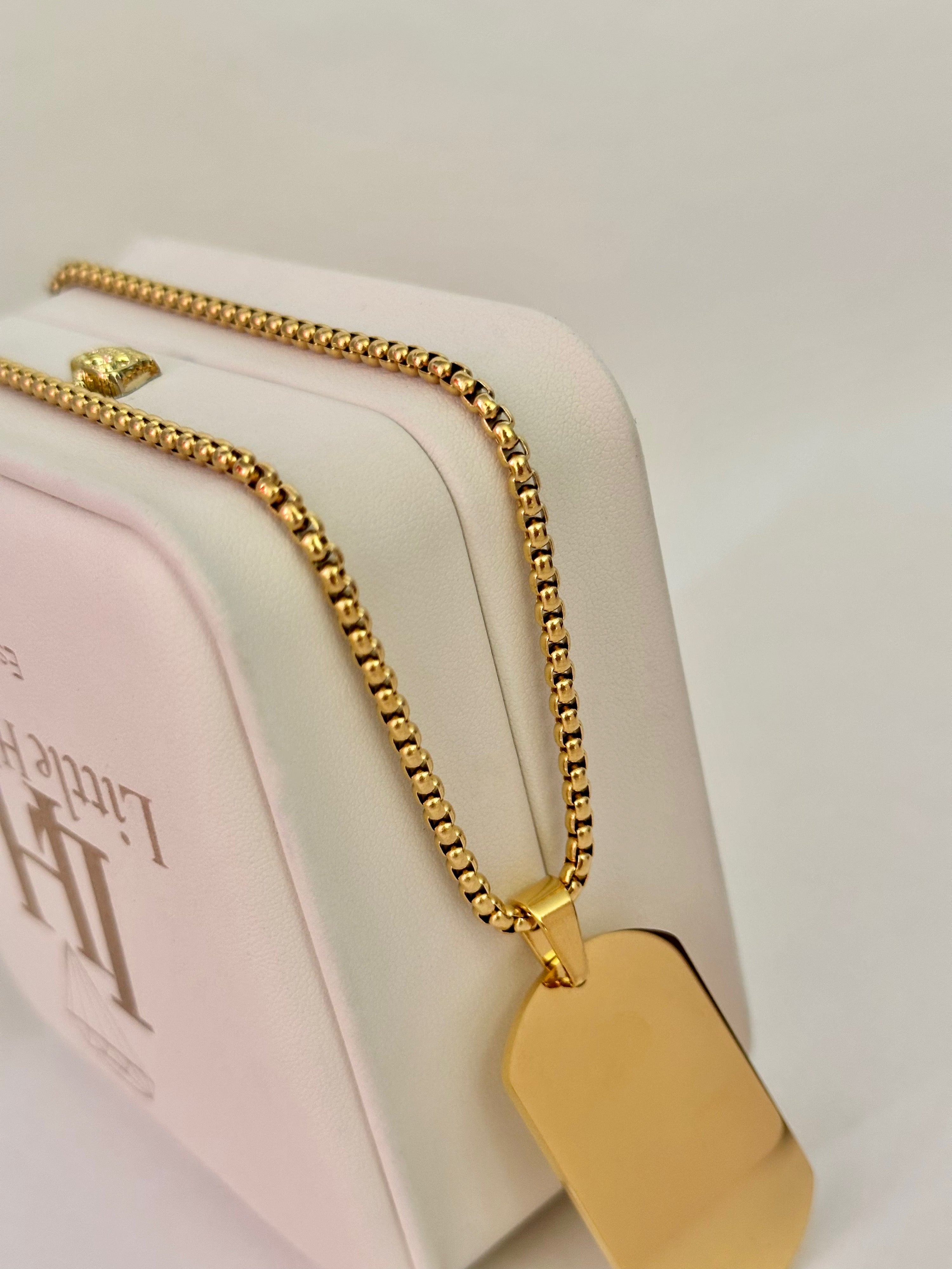 Collar Placa Grabable para Mujer, 40mm, Acero Inoxidable