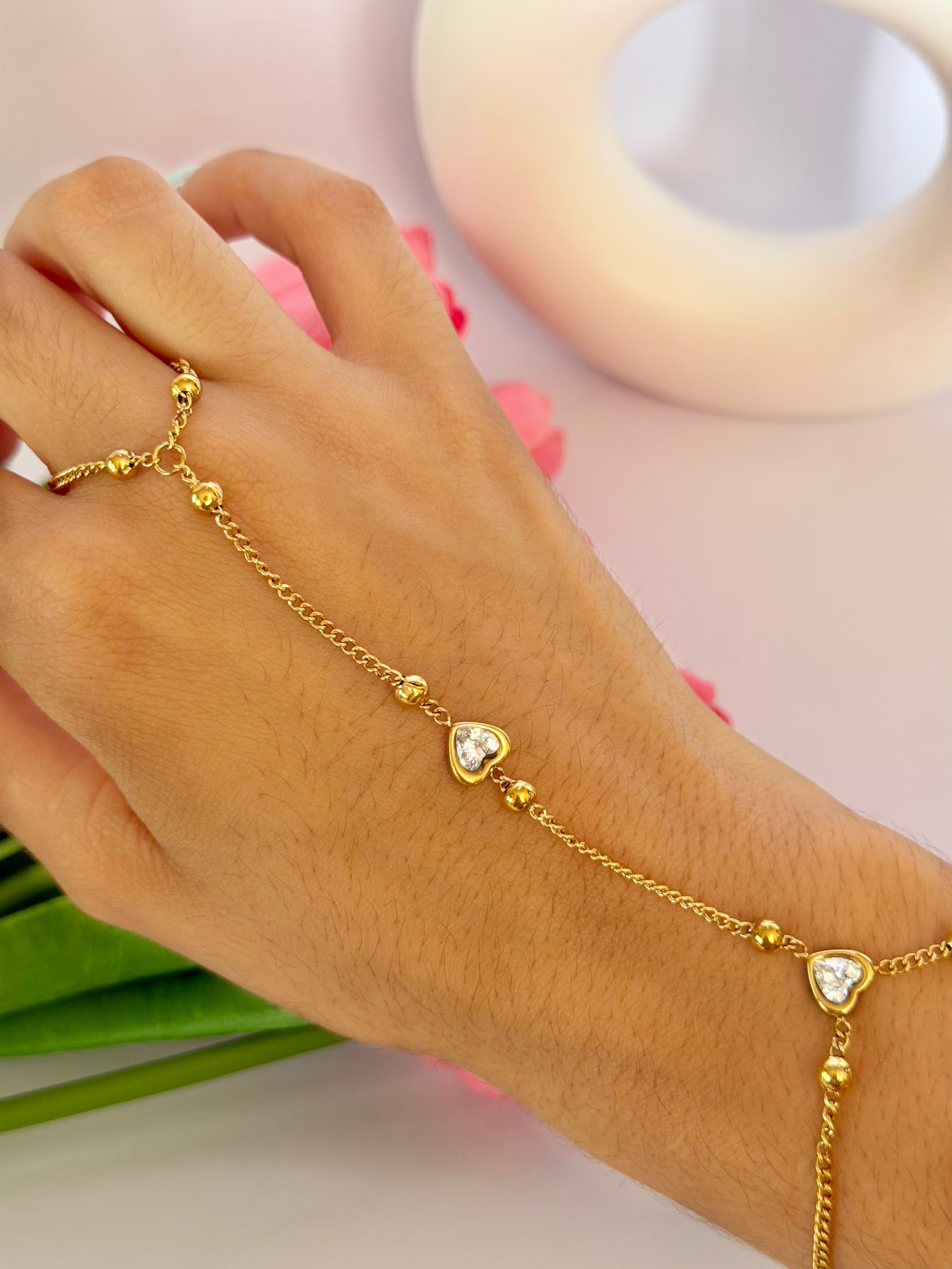 Hand Chain Corazones- Acero Inoxidable