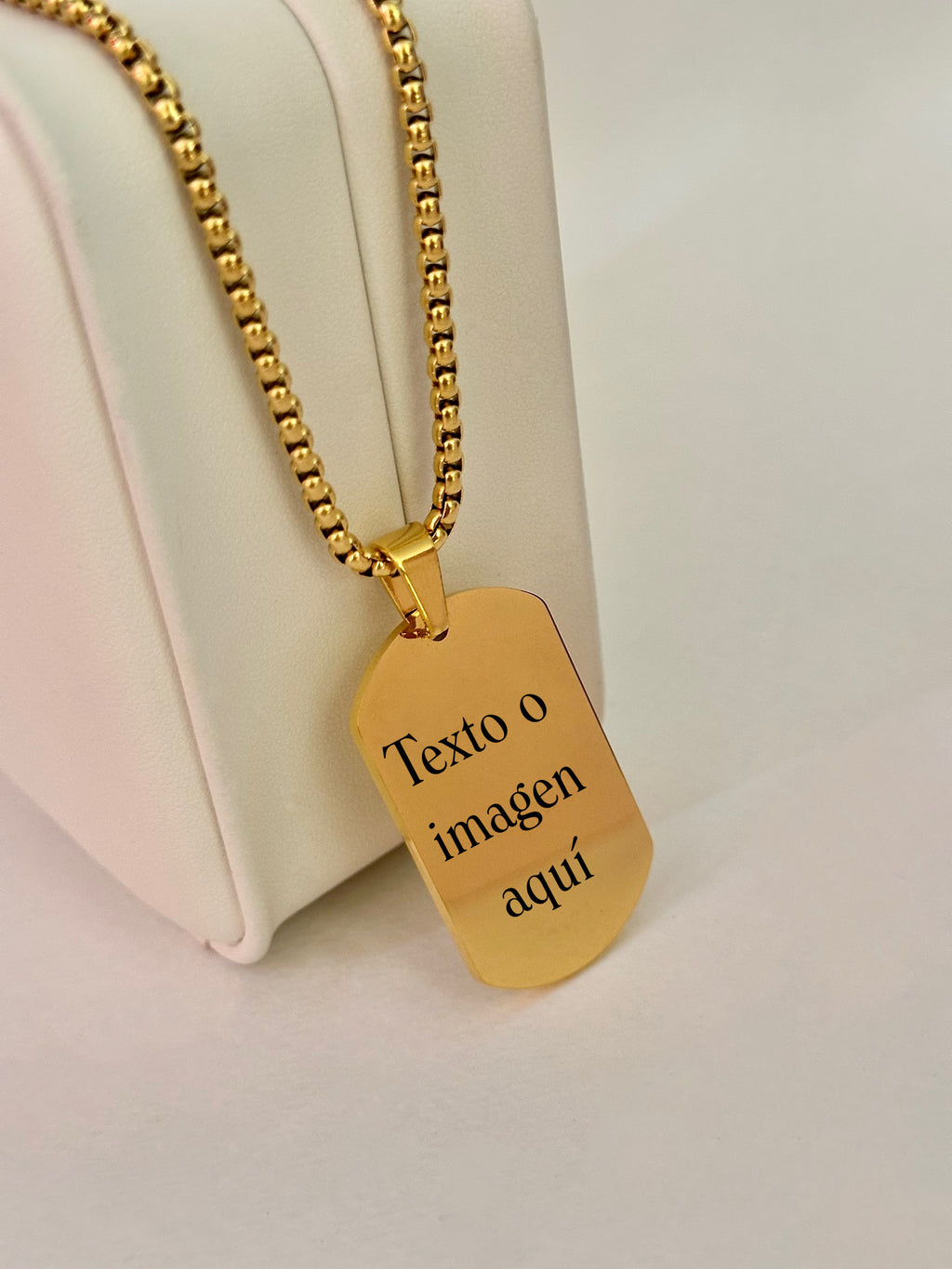 Collar Placa Grabable para Mujer, 40mm, Acero Inoxidable