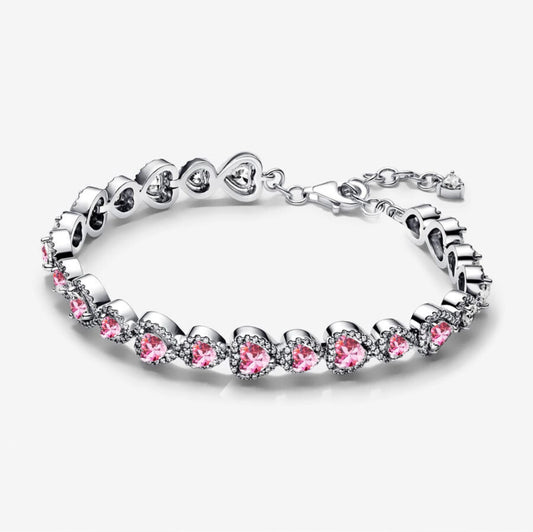 Pulsera Halo Corazones Rosa
