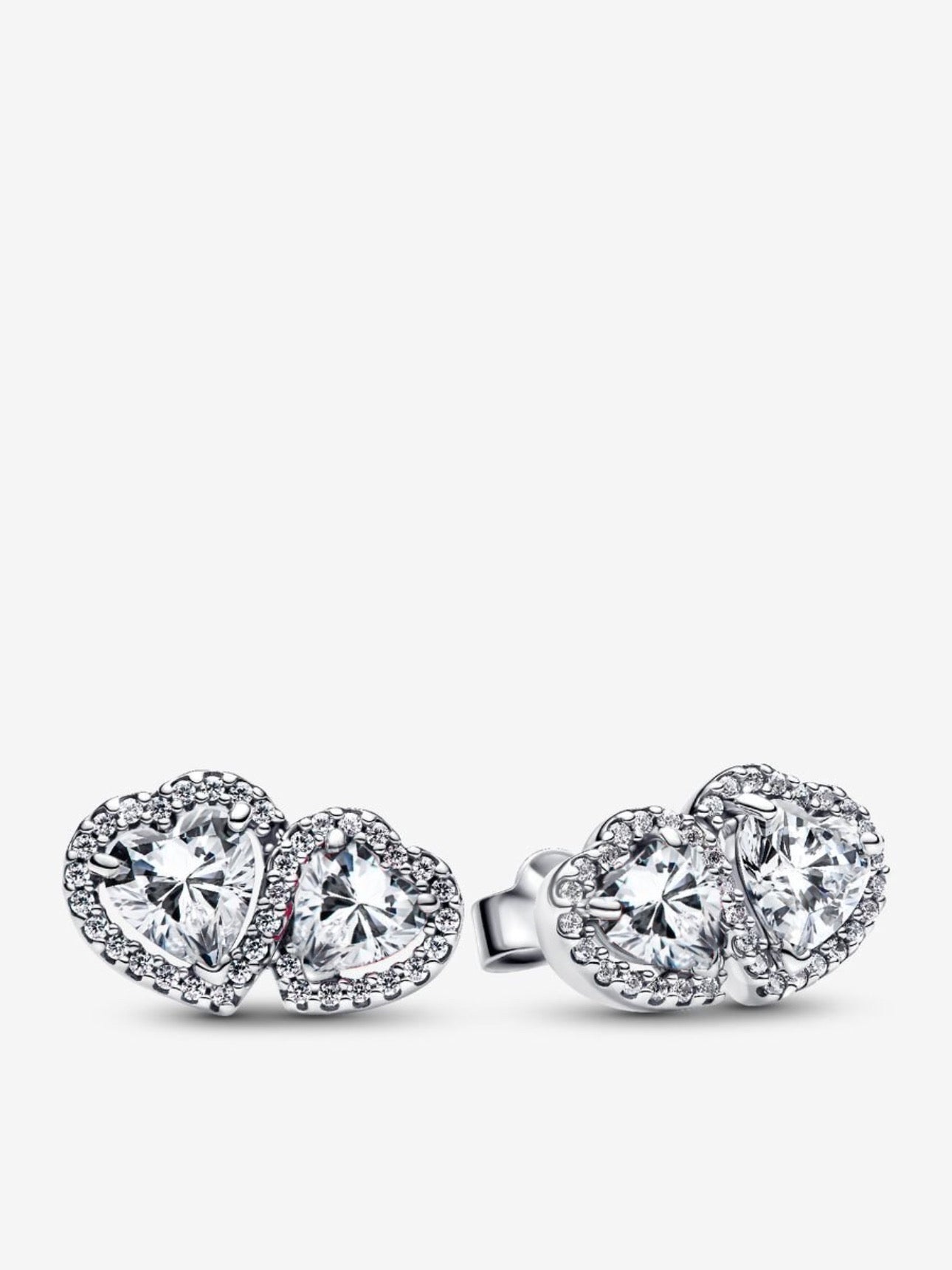 Conjunto Collar + aretes Doble Corazones Blancos