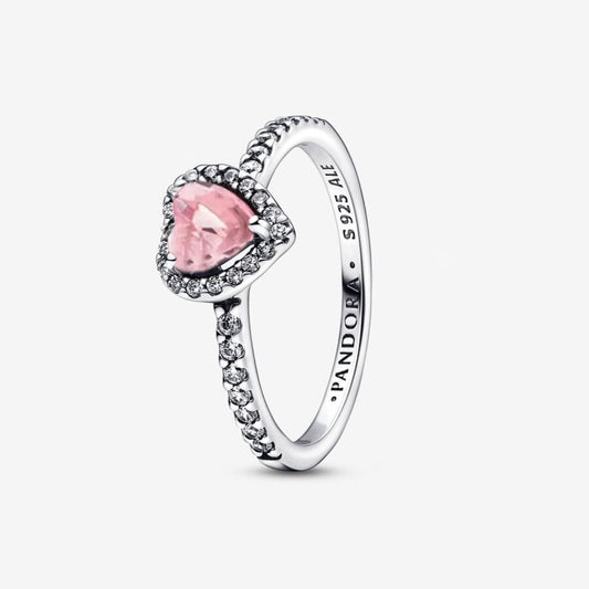 Anillo Corazón Nivelado Rosa Brillante